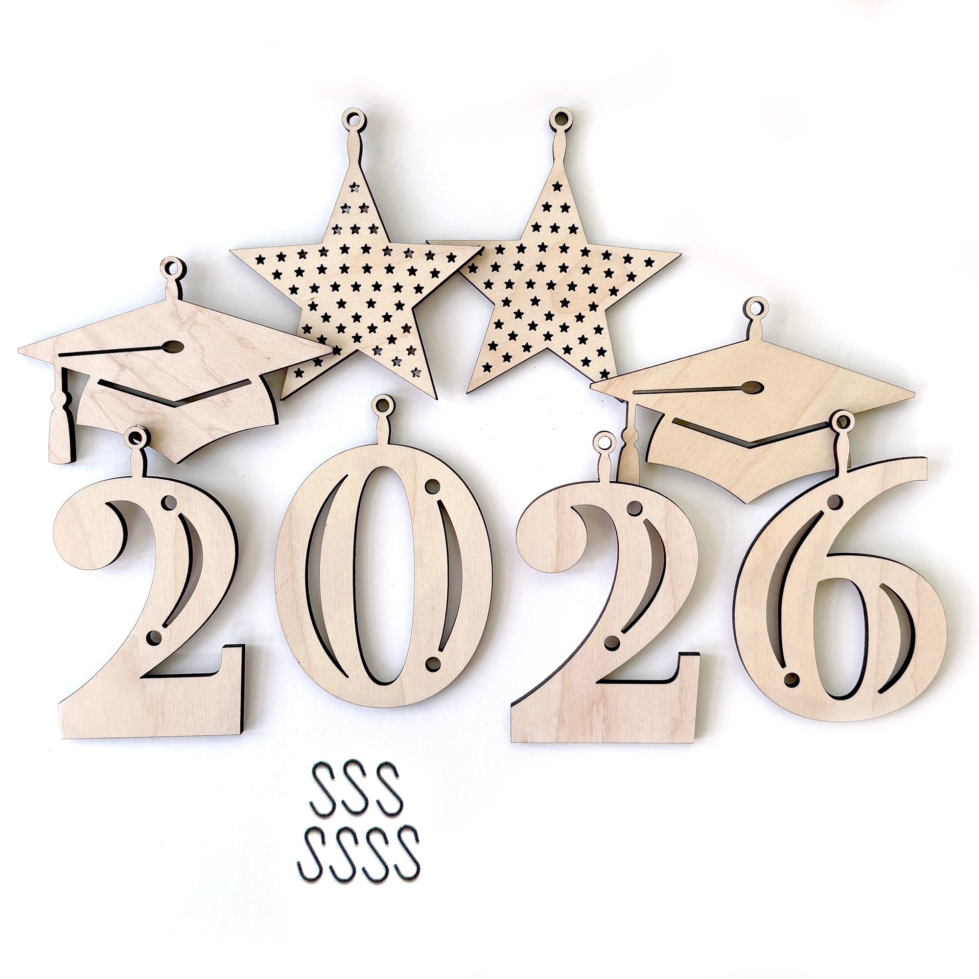 2026 Graduation Wood Charms with Hooks