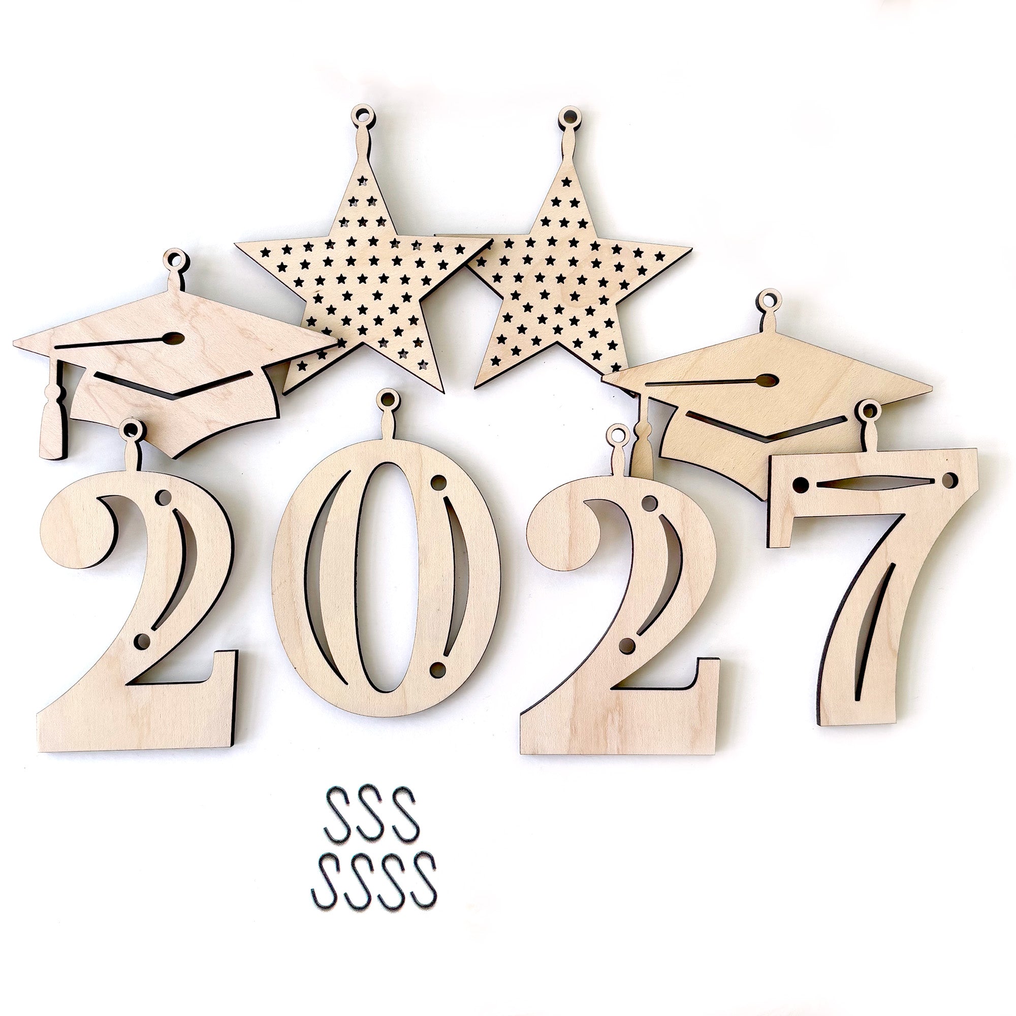 2027 Graduation Wood Charms with Hooks