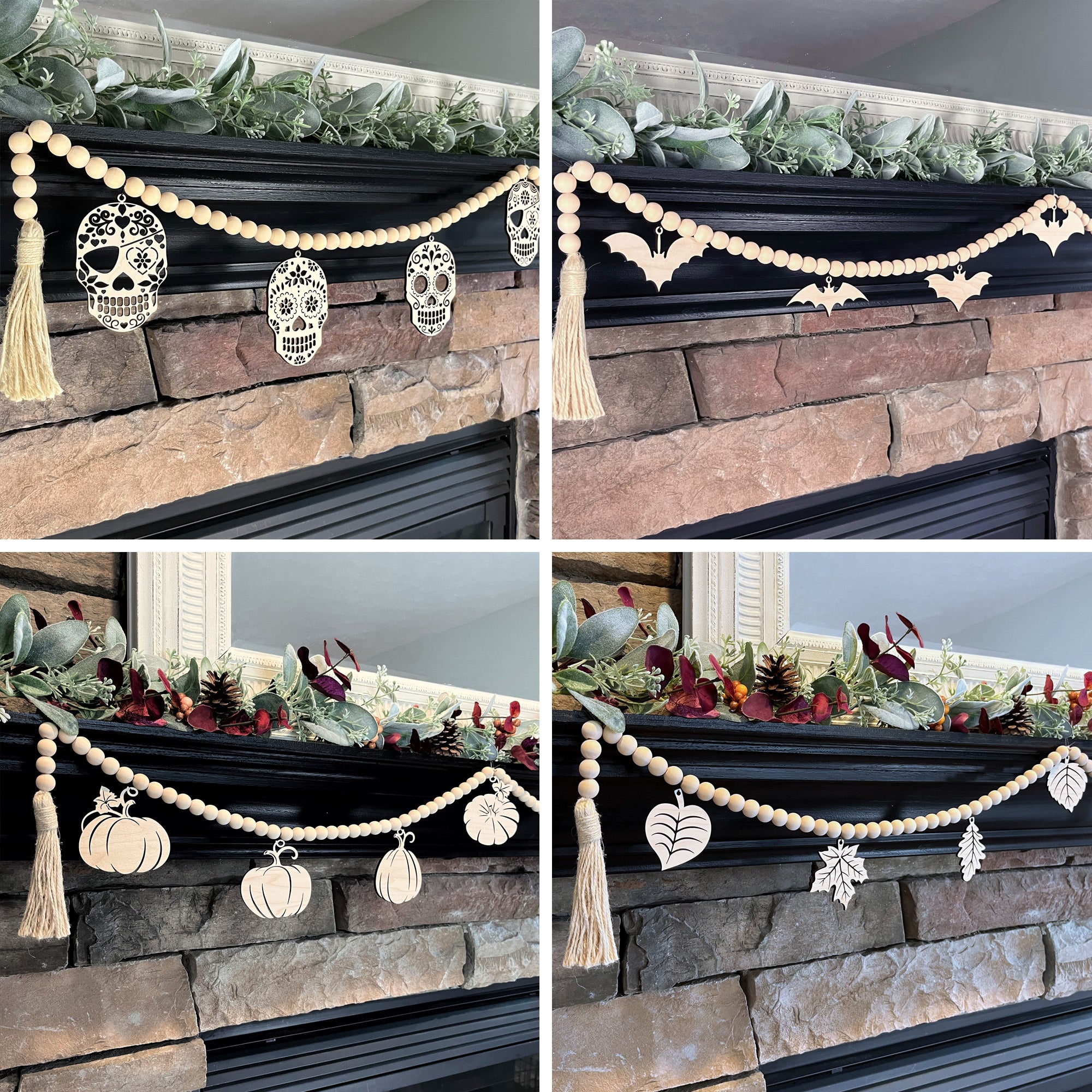 Halloween and Fall Wood Beaded Garlands