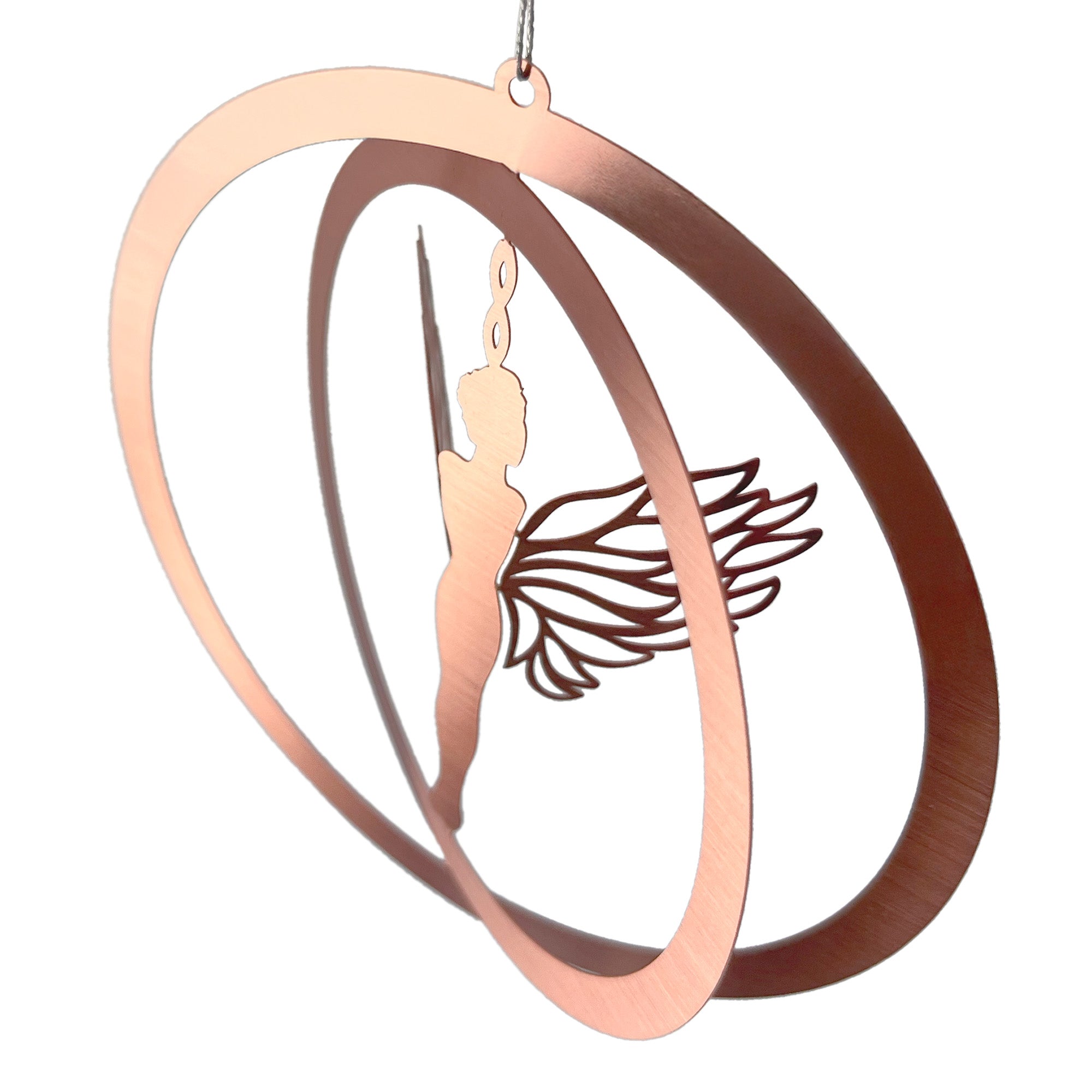 Angel Brushed Rose Gold Metal Christmas Tree Ornament