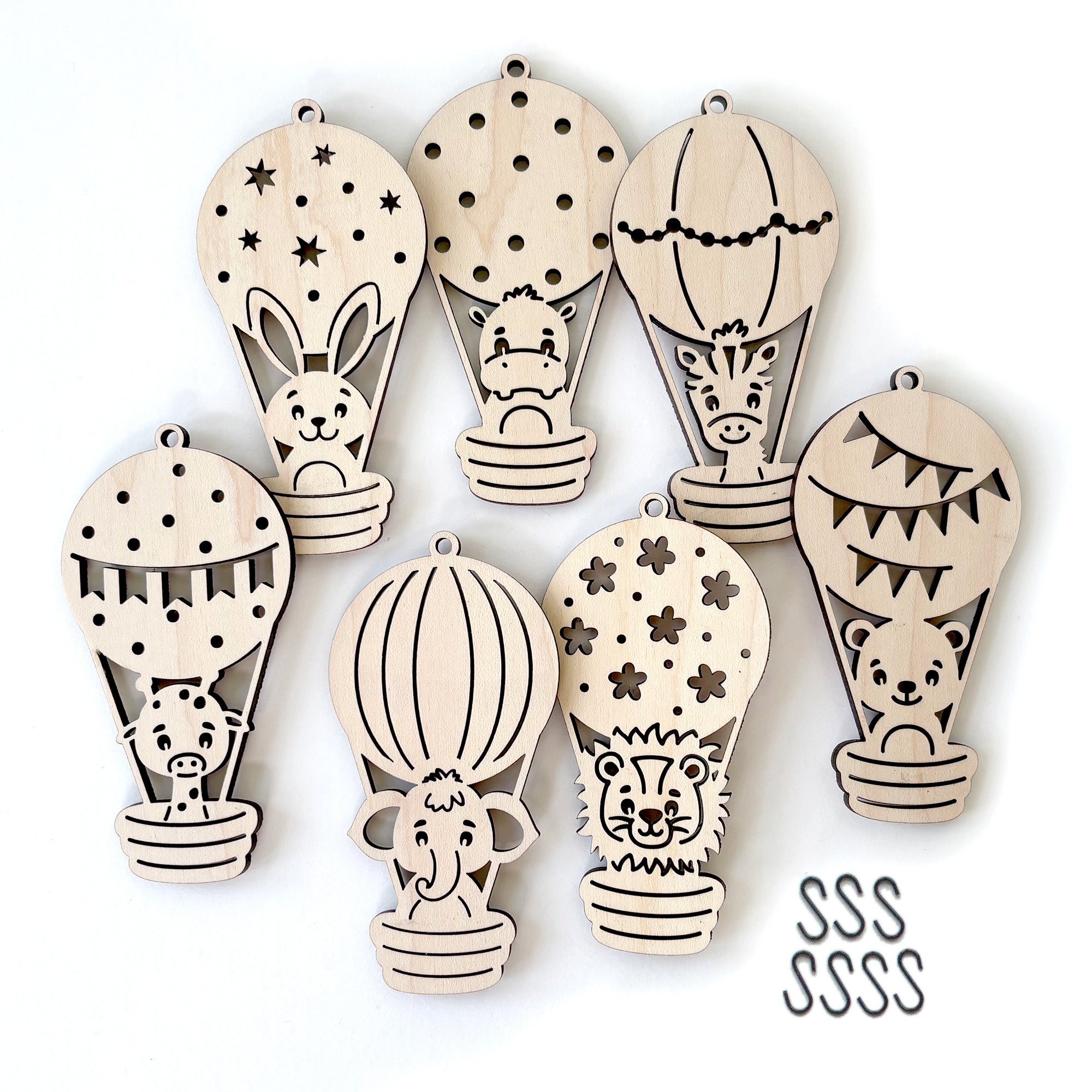 Baby Animal Wood Charms with Hooks