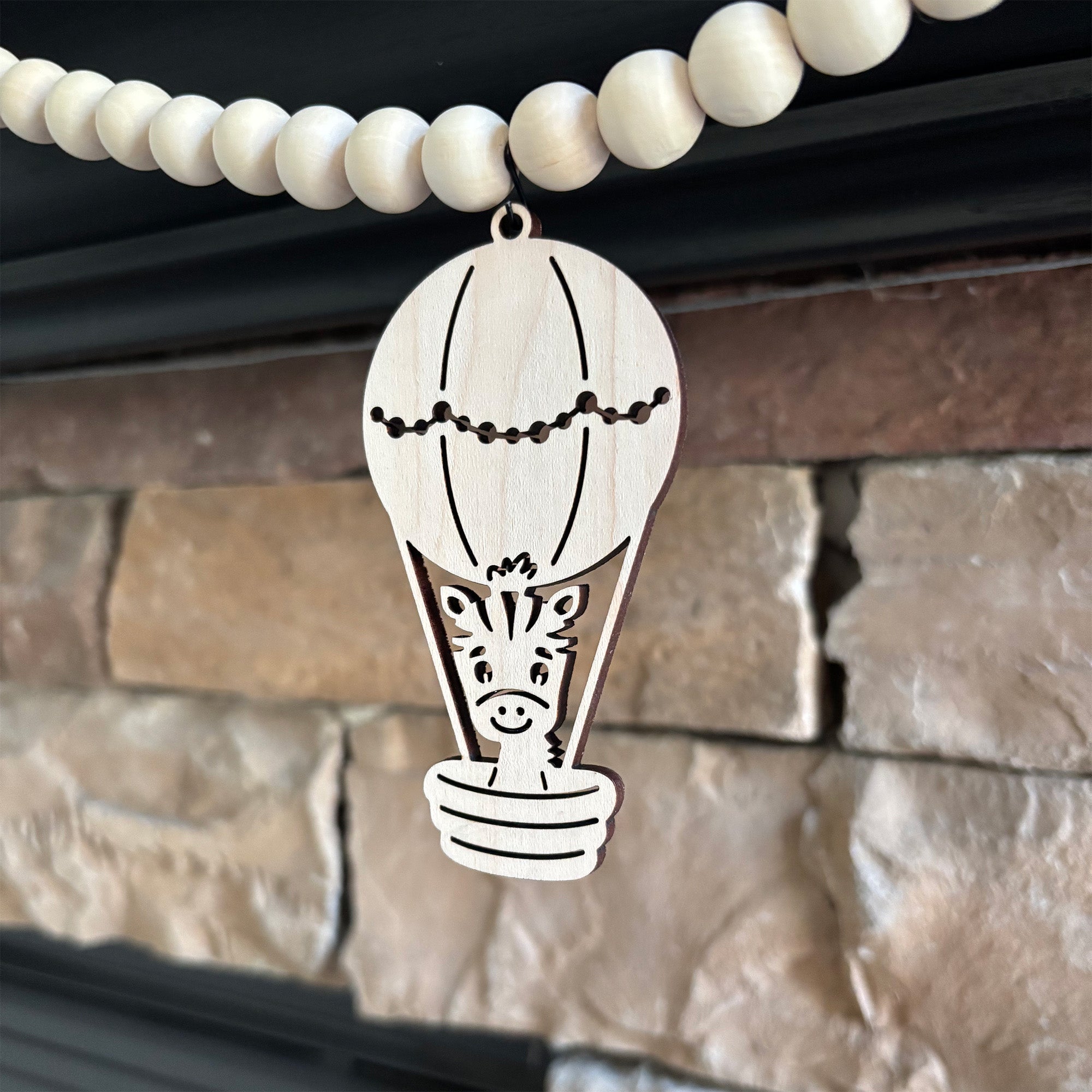 Baby Zebra in Hot Air Balloon Wood Decoration