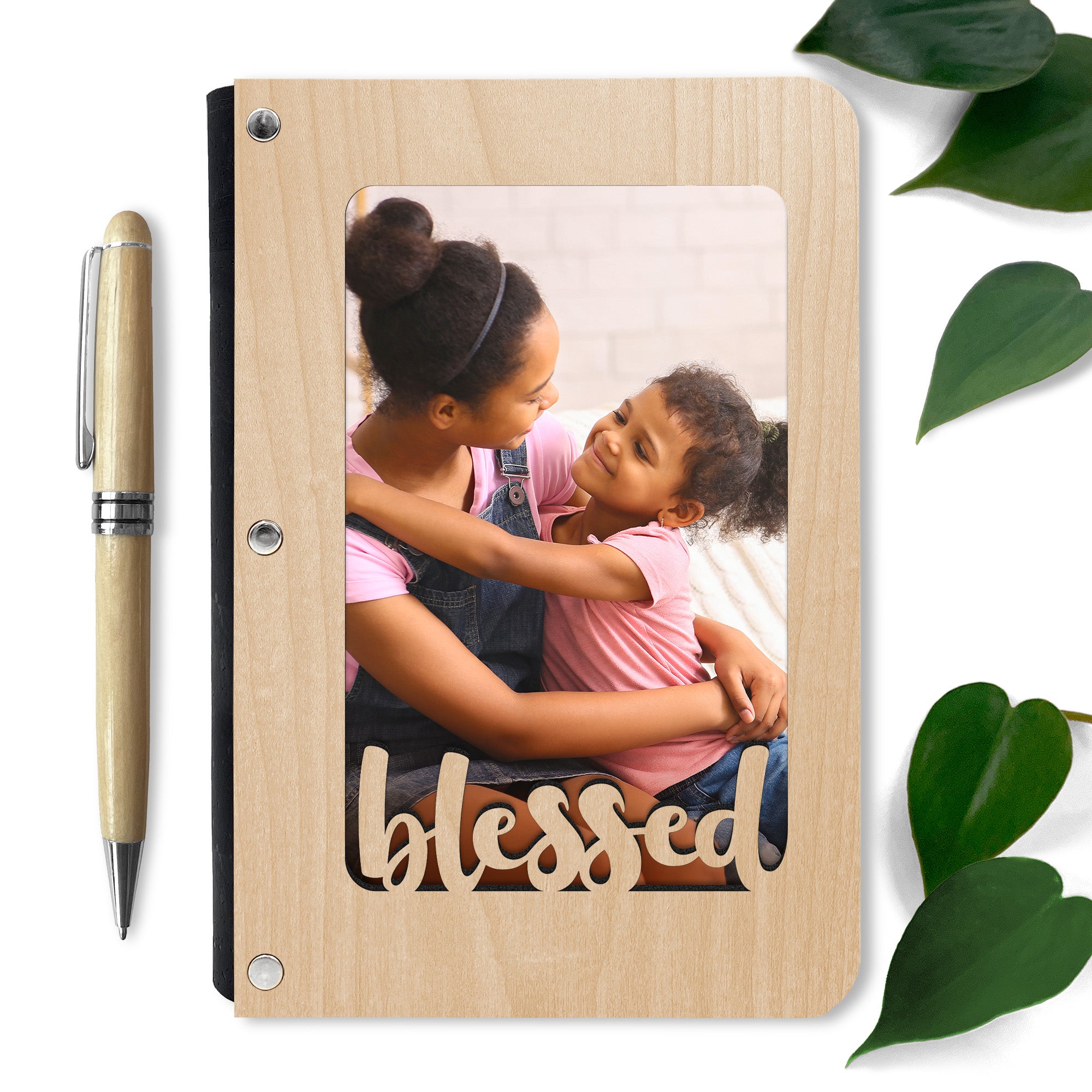 "Blessed" Hardwood Photo Journal - Personalizable