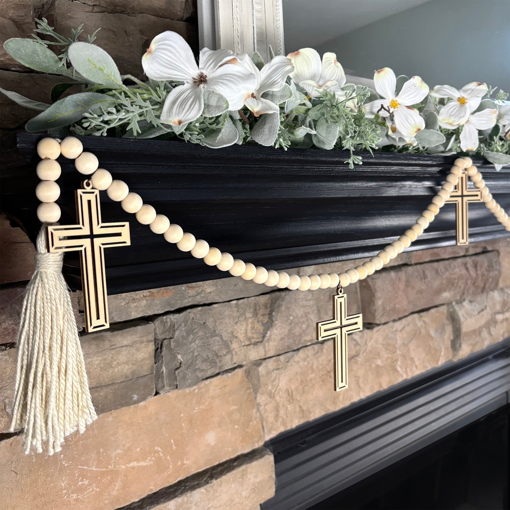 Cross Easter or Christmas Garland for Mantel