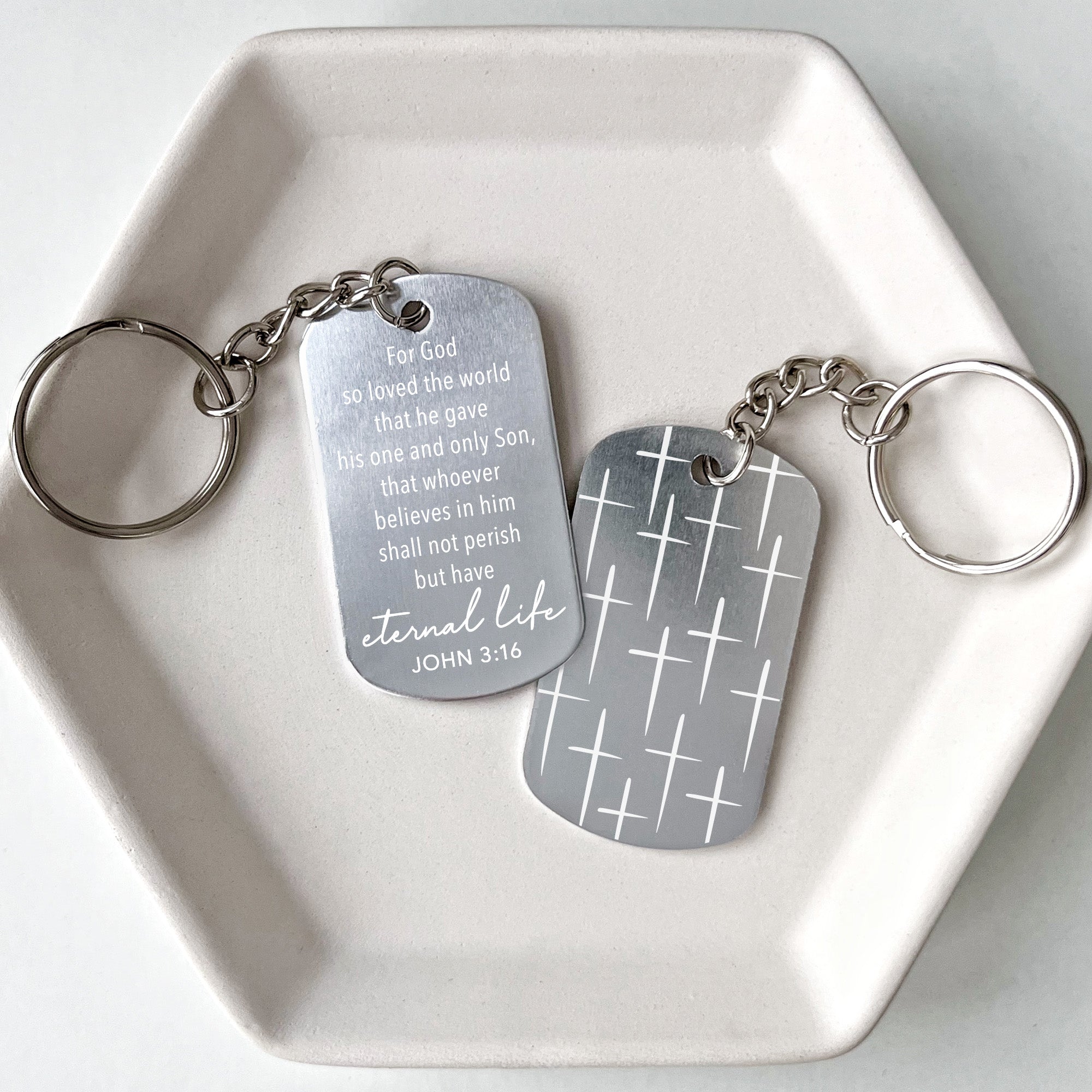 John 3:16 Keychains Silver For God So Loved the World