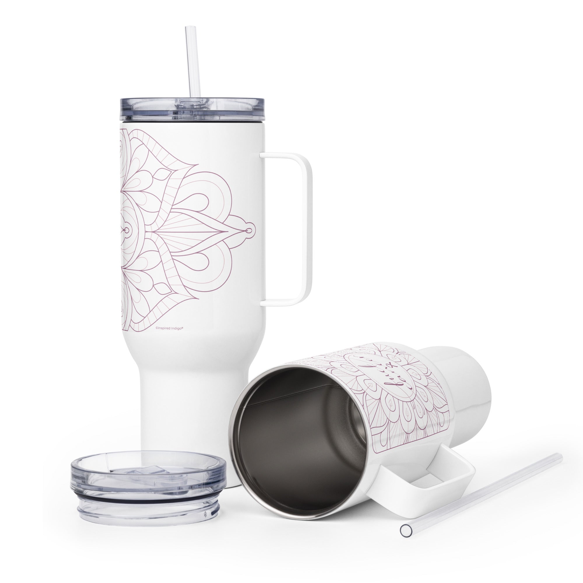 Travel tumbler insulated water bottle with lid and straw with Fuck Cancer quote chemo gift