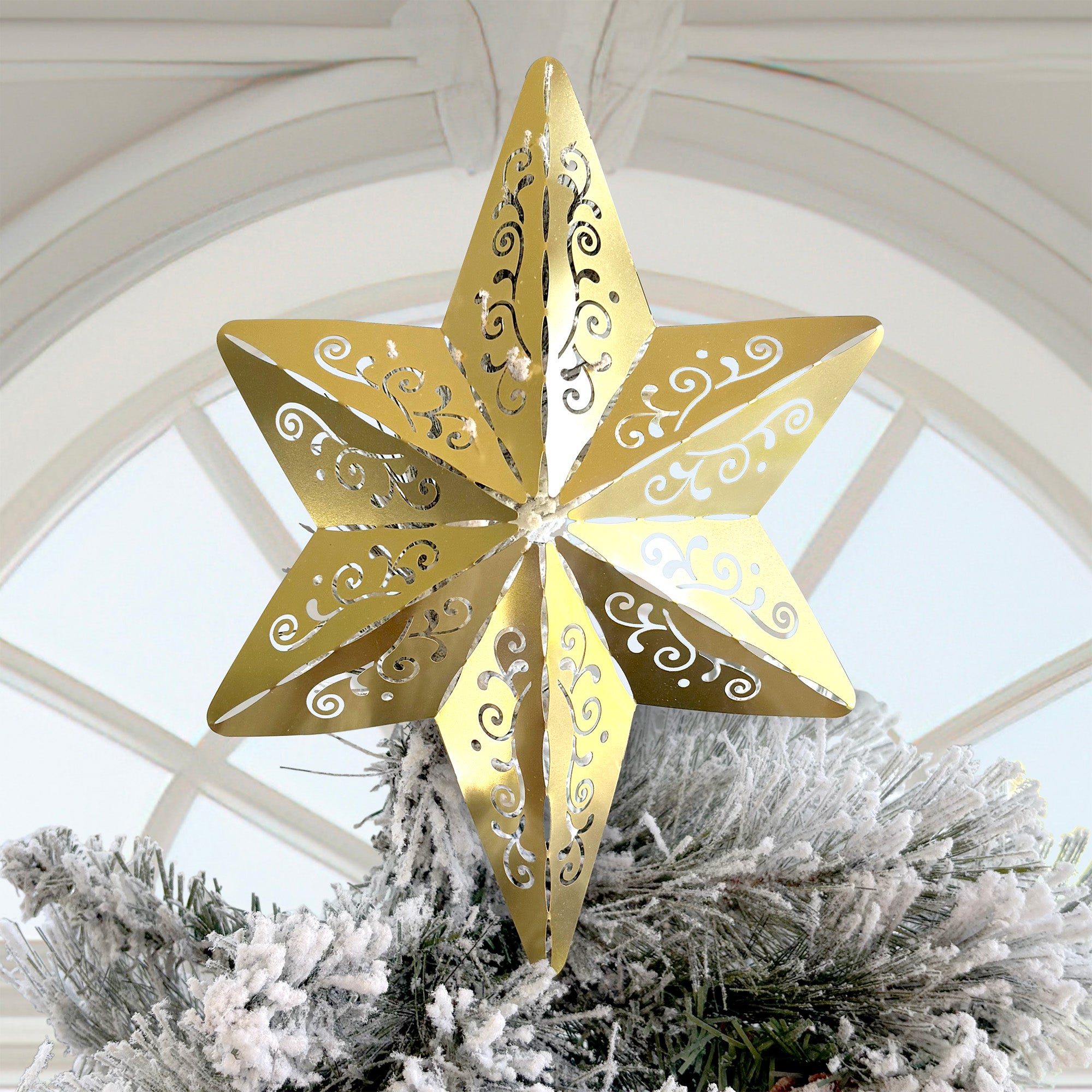 Gold Metal Christmas Star Tree Topper