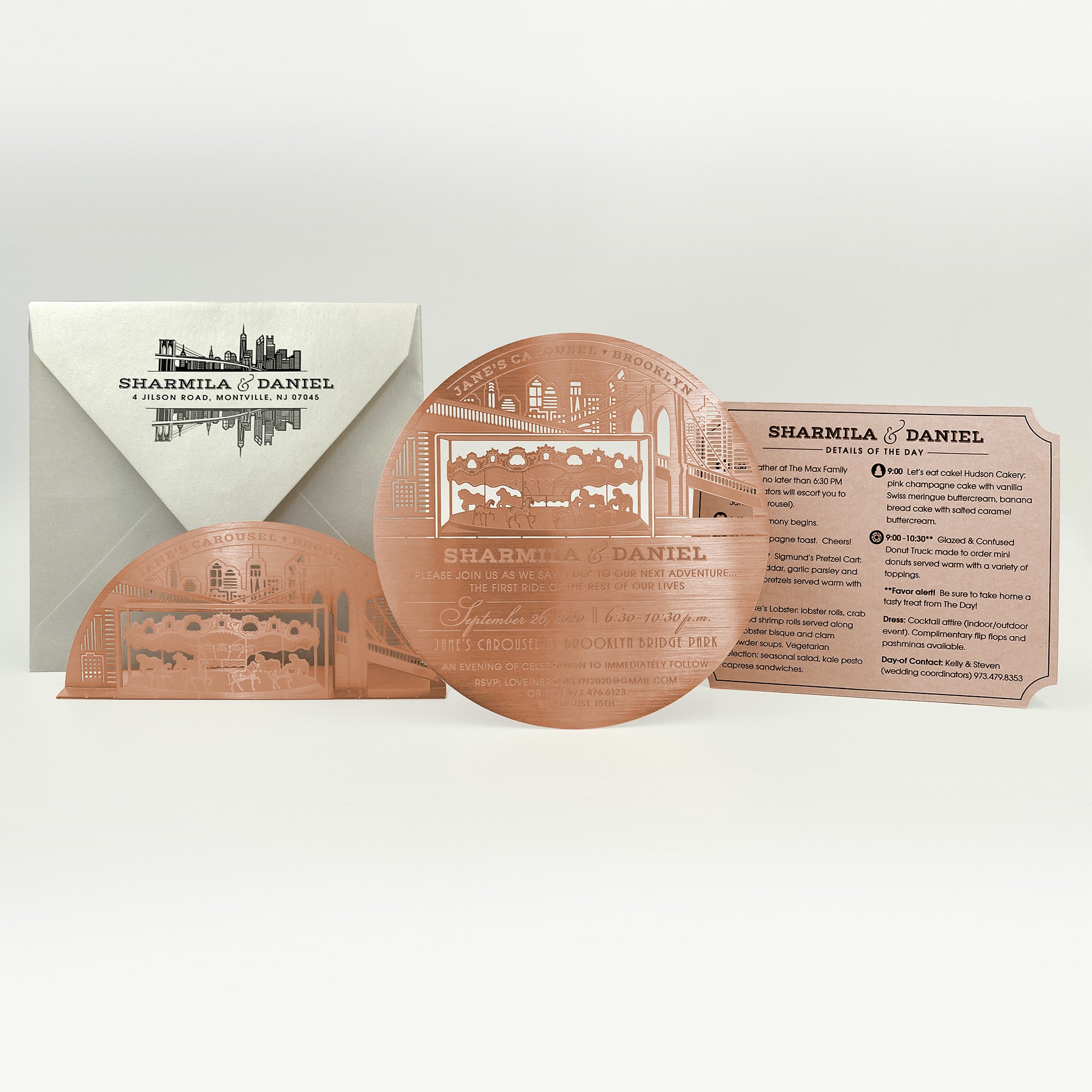 Rose Gold Metal 3D Wedding Invitations