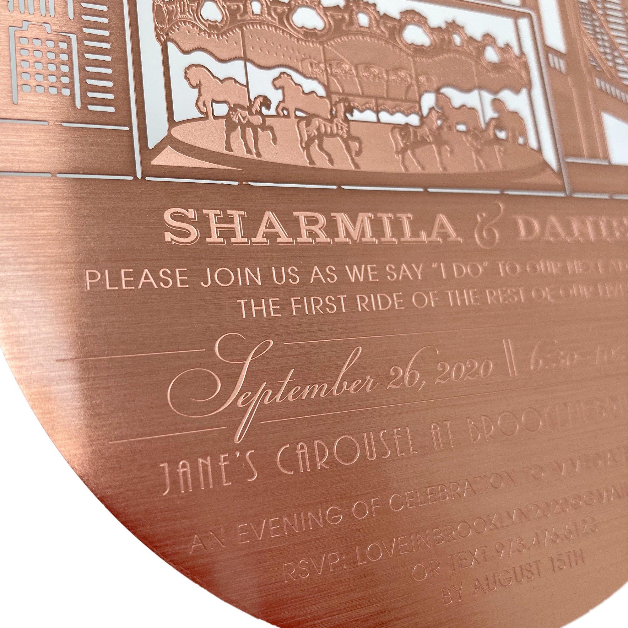 Real Metal Wedding Invitations with Carousel