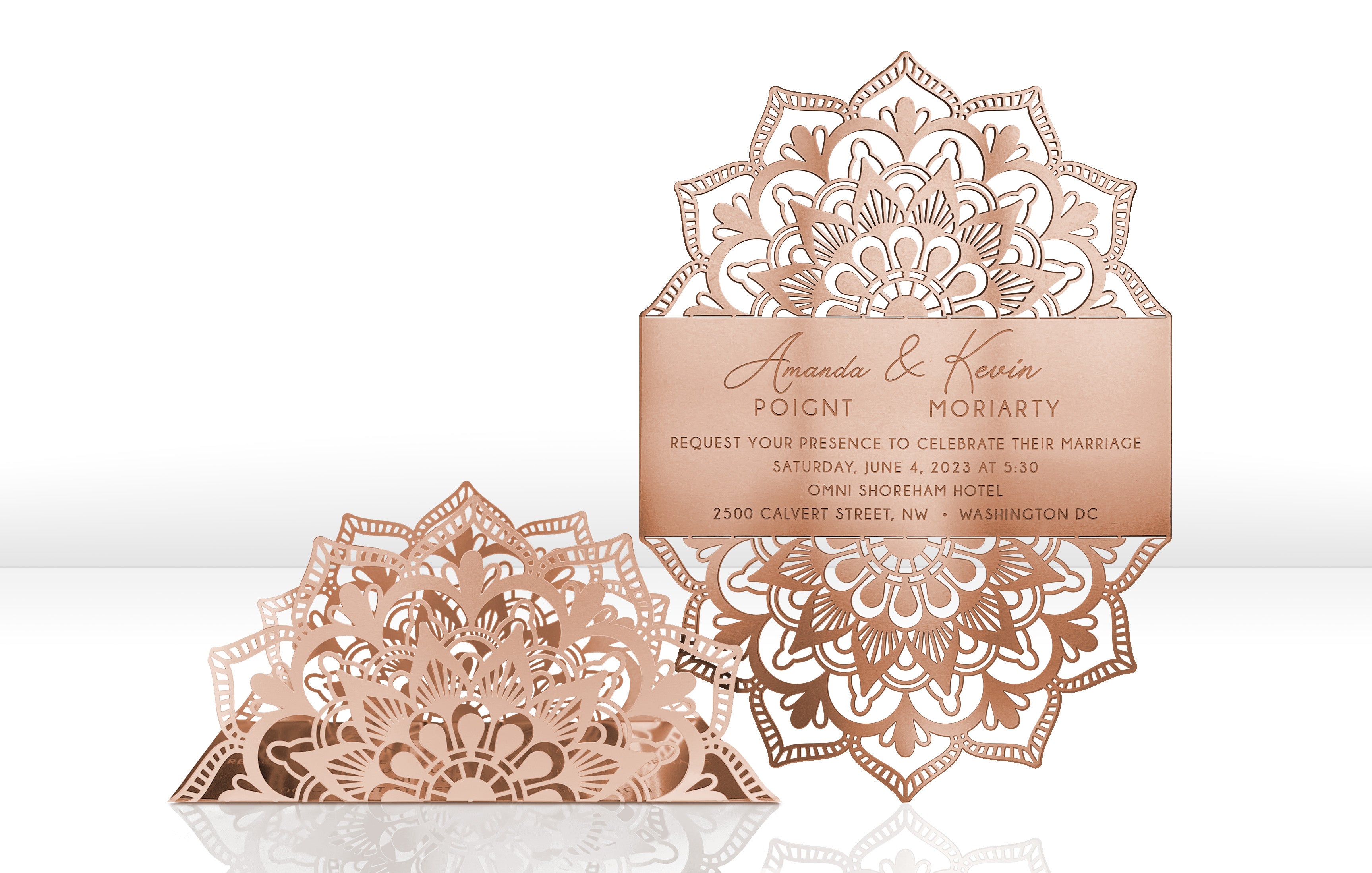 Rose Gold Metal Wedding Invitations