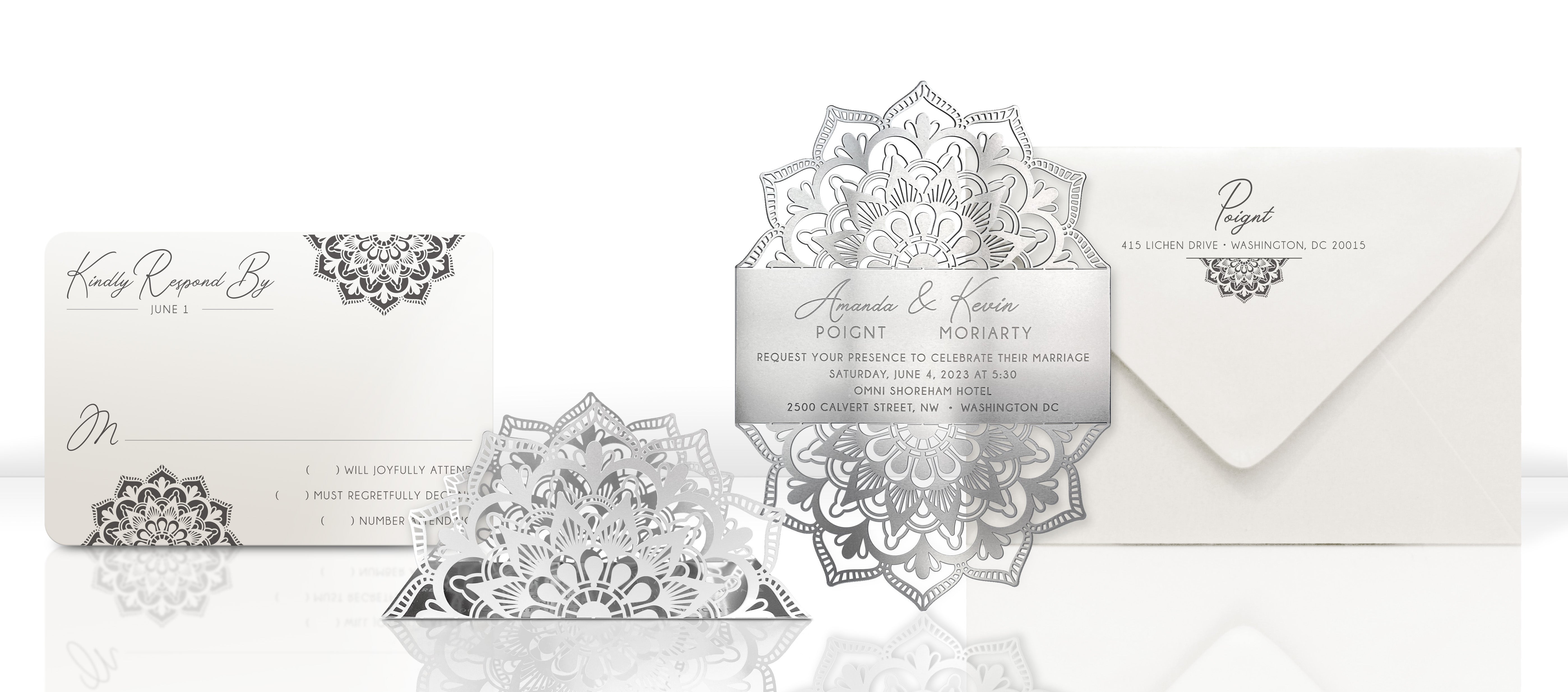 Mandala Wedding Invitation Made from Real Metal