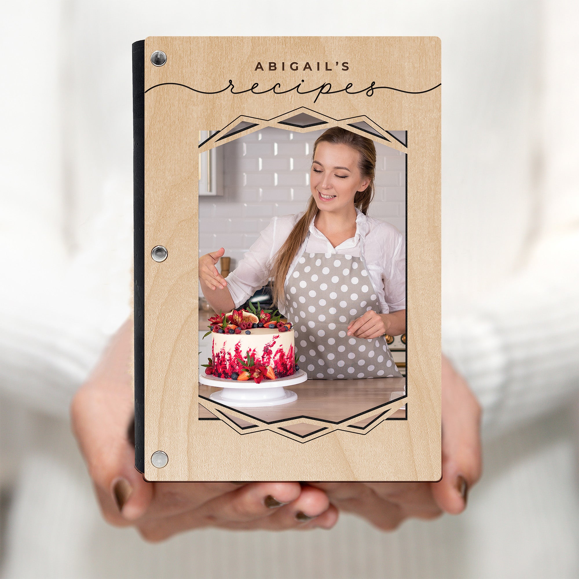 Unique Personalized Recipe Book with Wood Cover