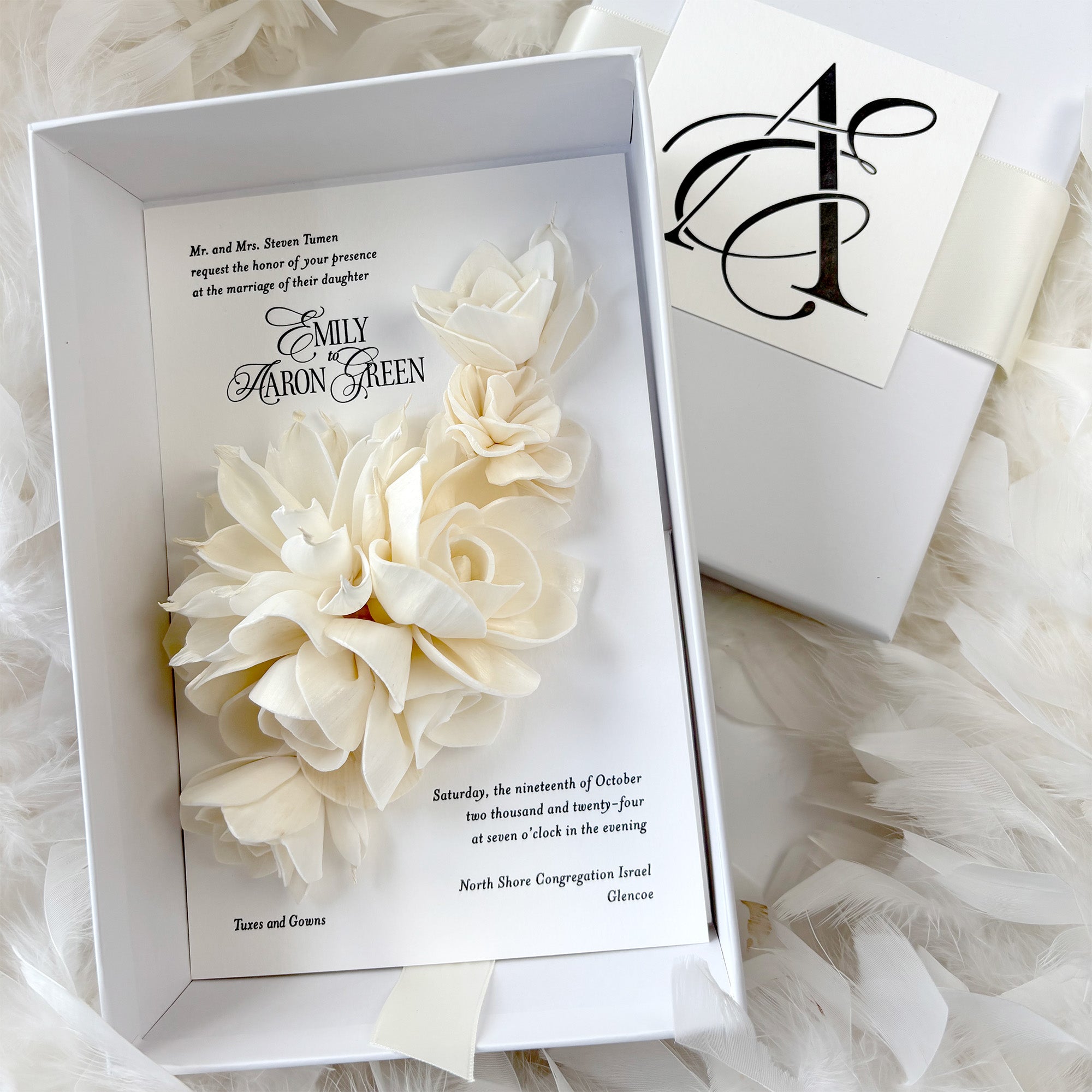 Luxe 3D Paper Flower Wedding Invitations