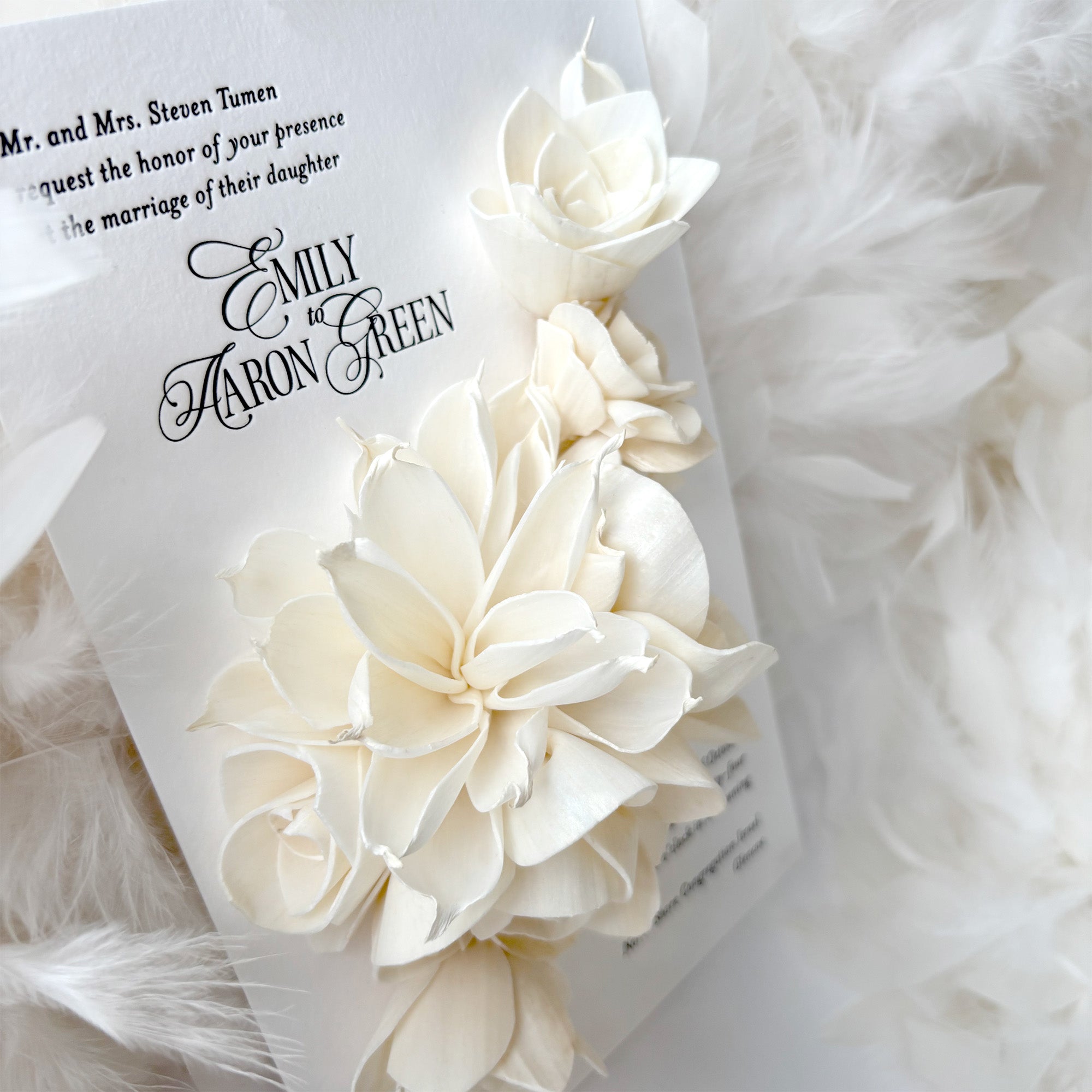 Letterpress Floral Wedding Invitation