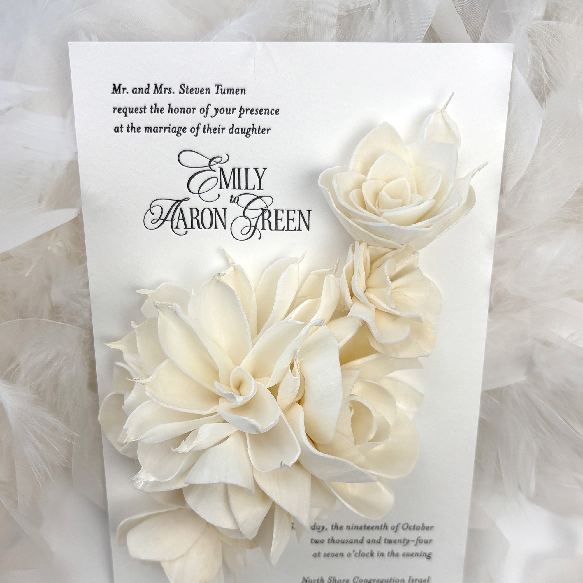 Letterpress Flowers Wedding Invitations