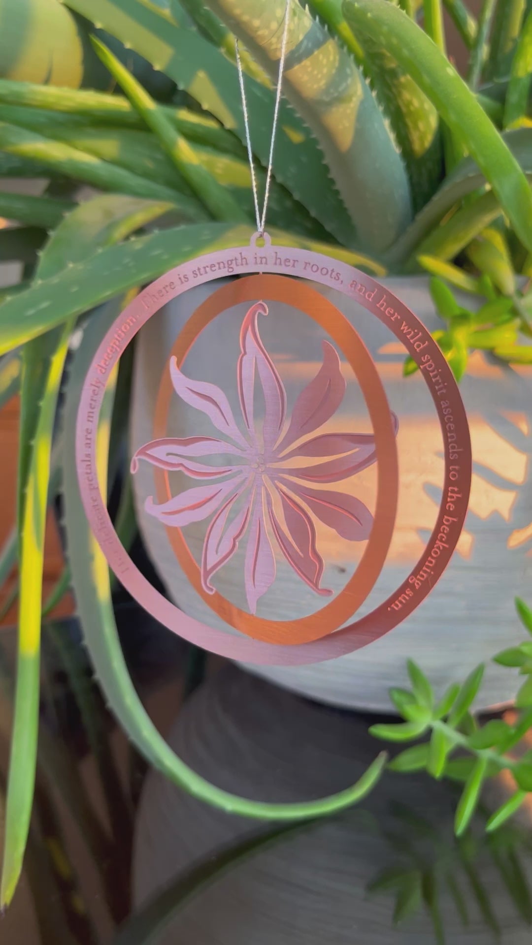 Lily Rose Gold Ornament with Strength Quote for Women