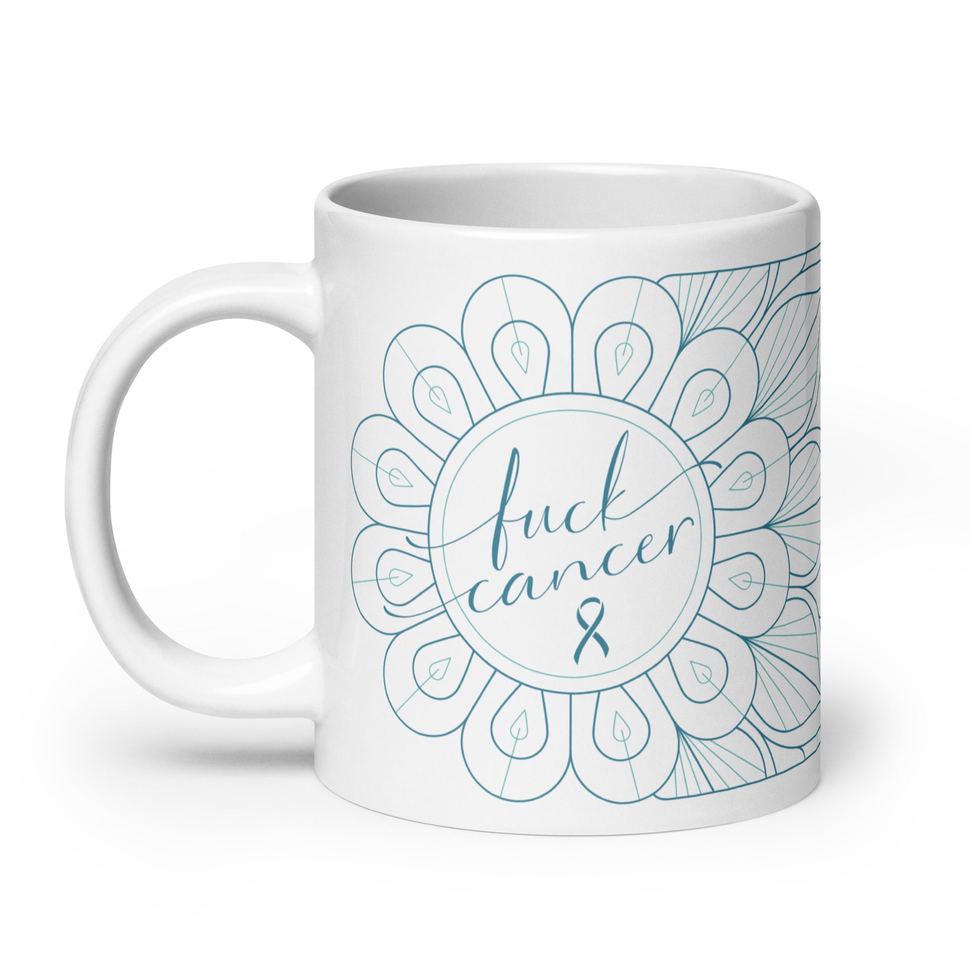 Extra large coffee mug with Fuck Cancer quote gift for cancer diagnosis