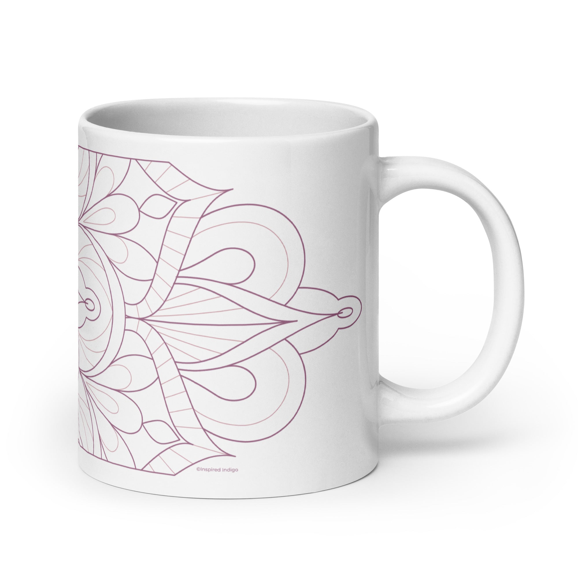 20 ounce ceramic mug with Fuck Cancer sentiment and mandala art