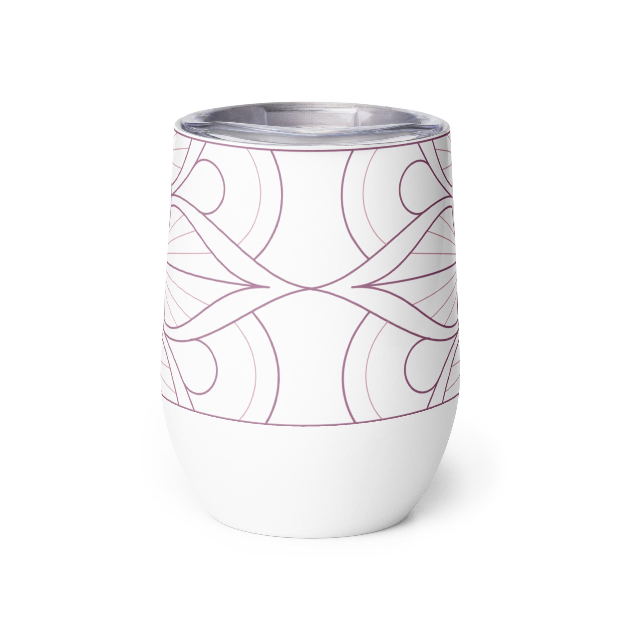12 ounce Wine tumbler insulated cup with lid for poolside with Fuck Cancer sentiment and mandala art