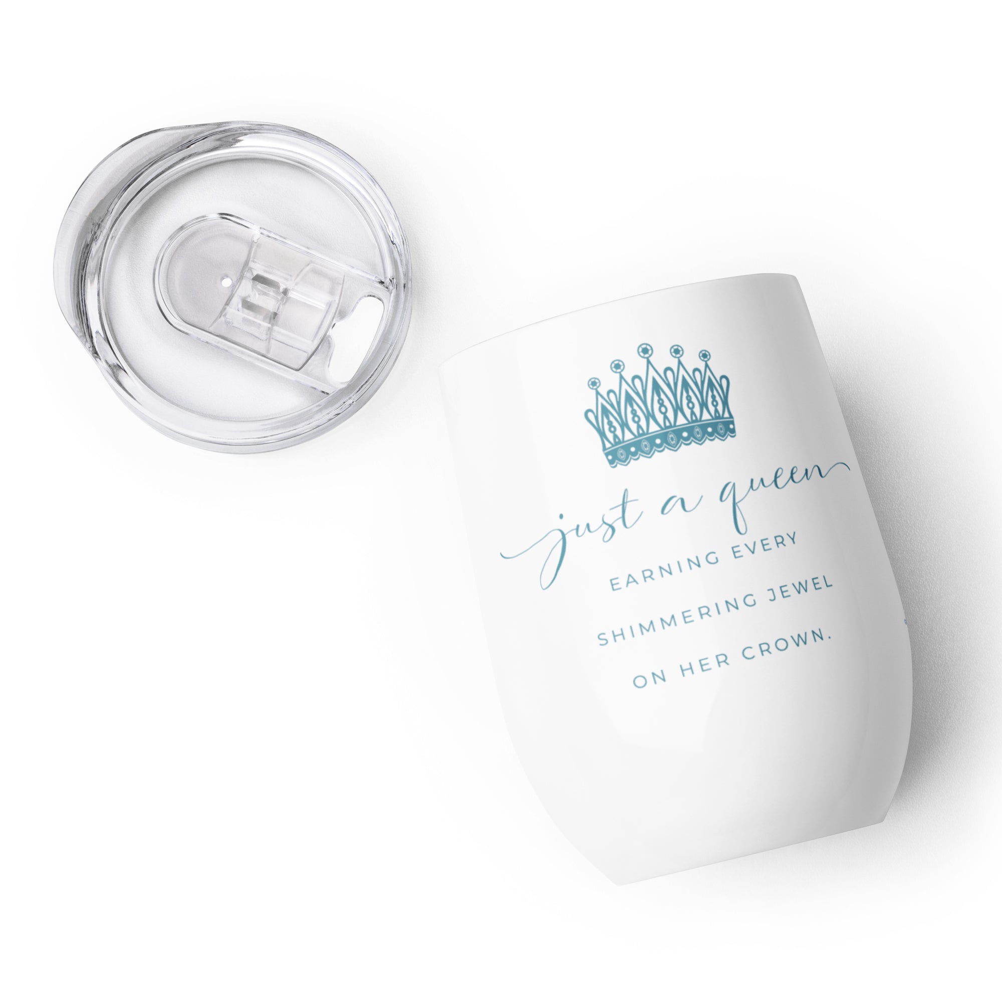 Insulated pool cup with lid with Just a Queen inspirational quote gift for graduation promotion or new job