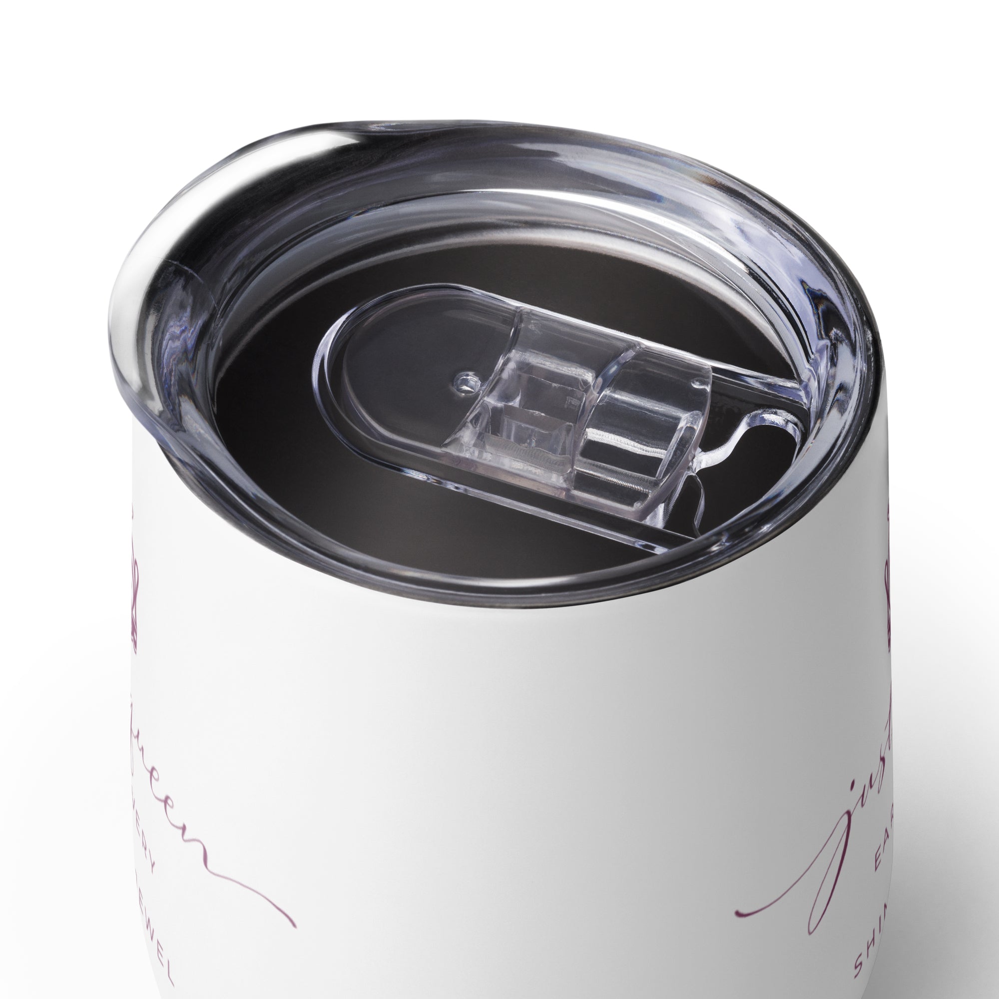 Wine tumbler insulated cup with lid with Just a Queen inspirational quote gift for boss's day