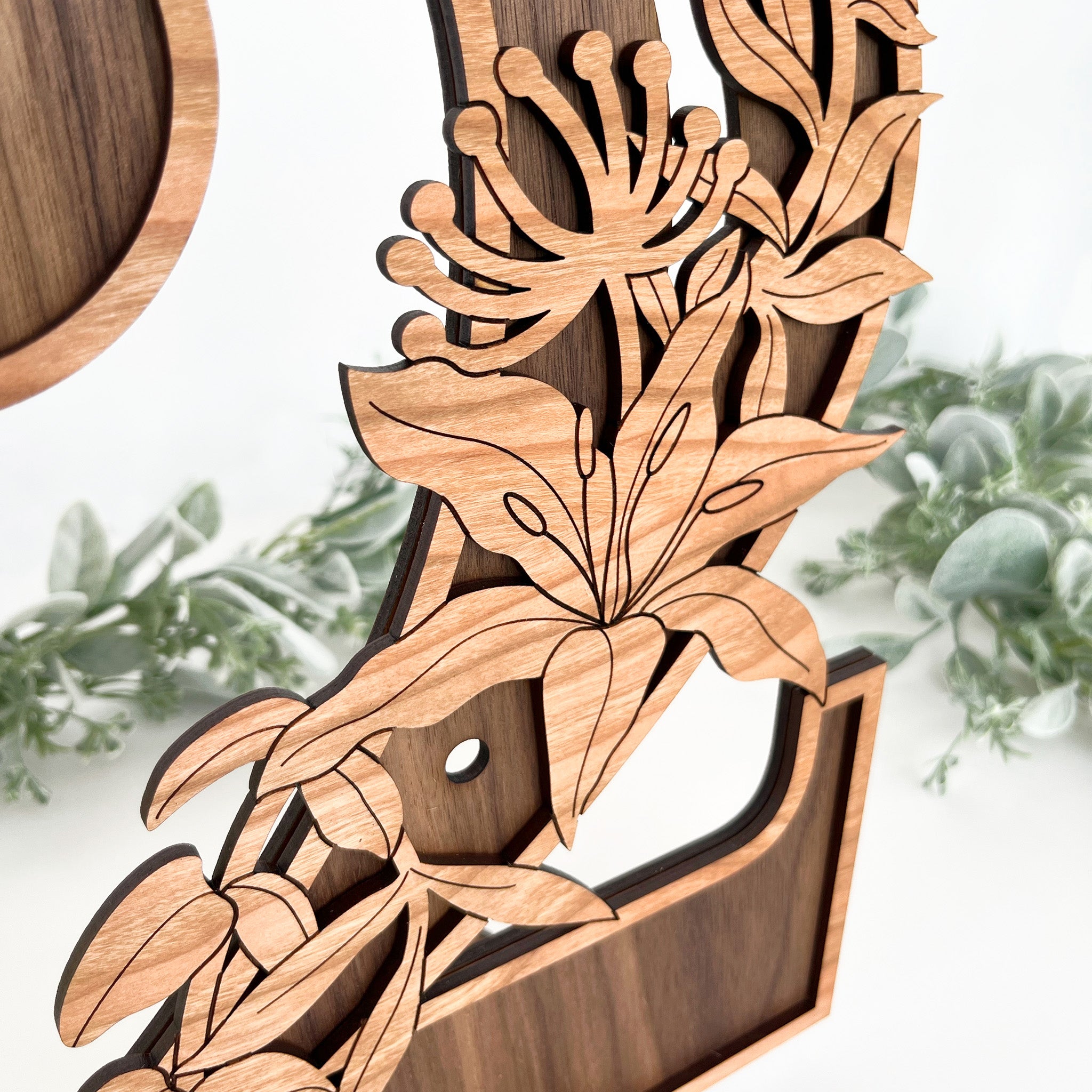 Wood Table Numbers with Stands - Floral Design