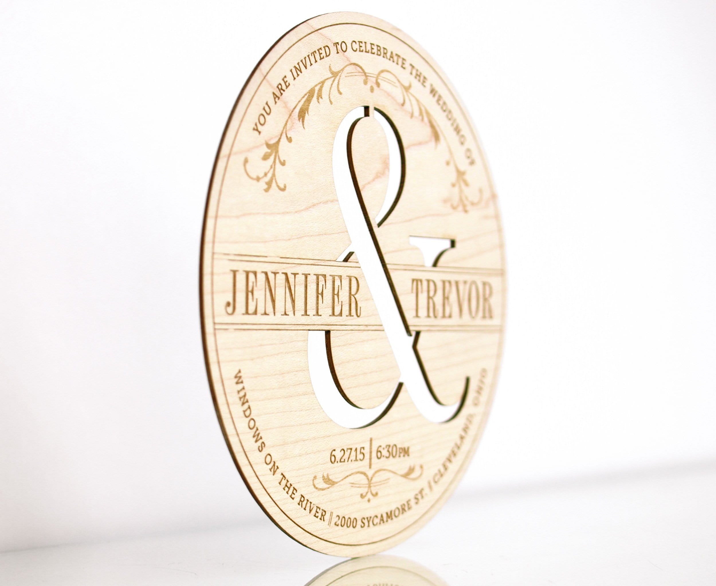 Typography Wood Luxury Wedding Invitations