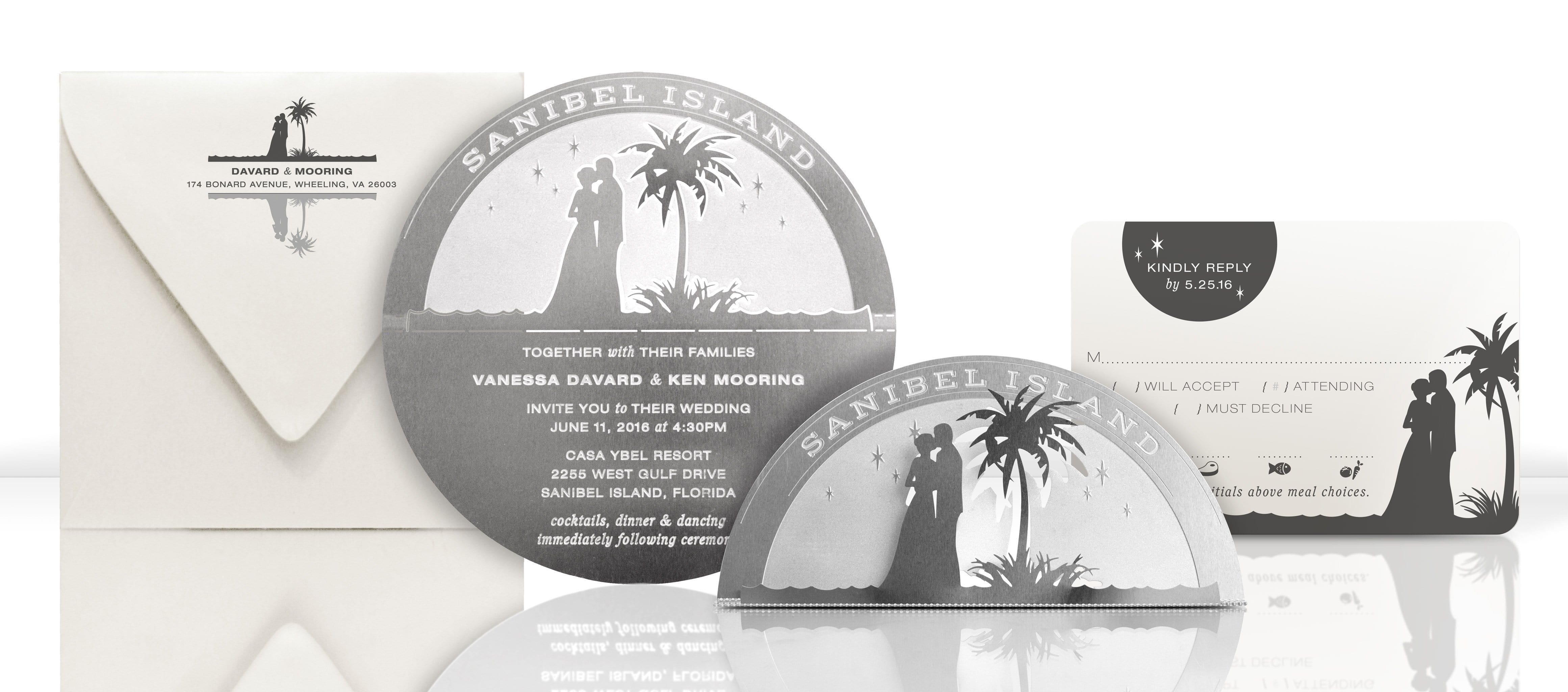 Beach Theme Invitations High End Couture Destination Wedding