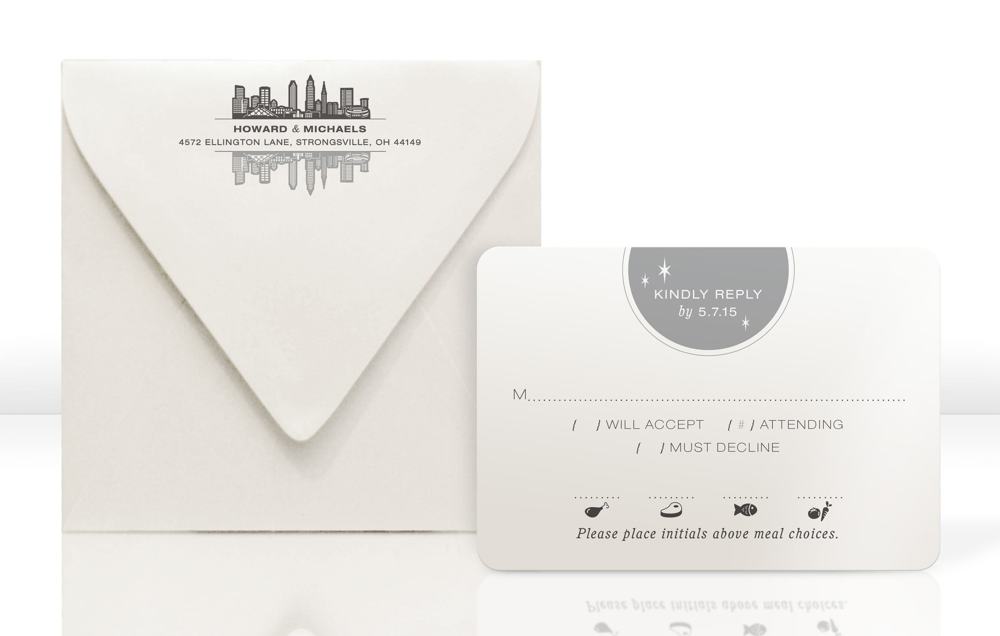 Wedding Invitation RSVP Card and Envelope for Cleveland Invitation