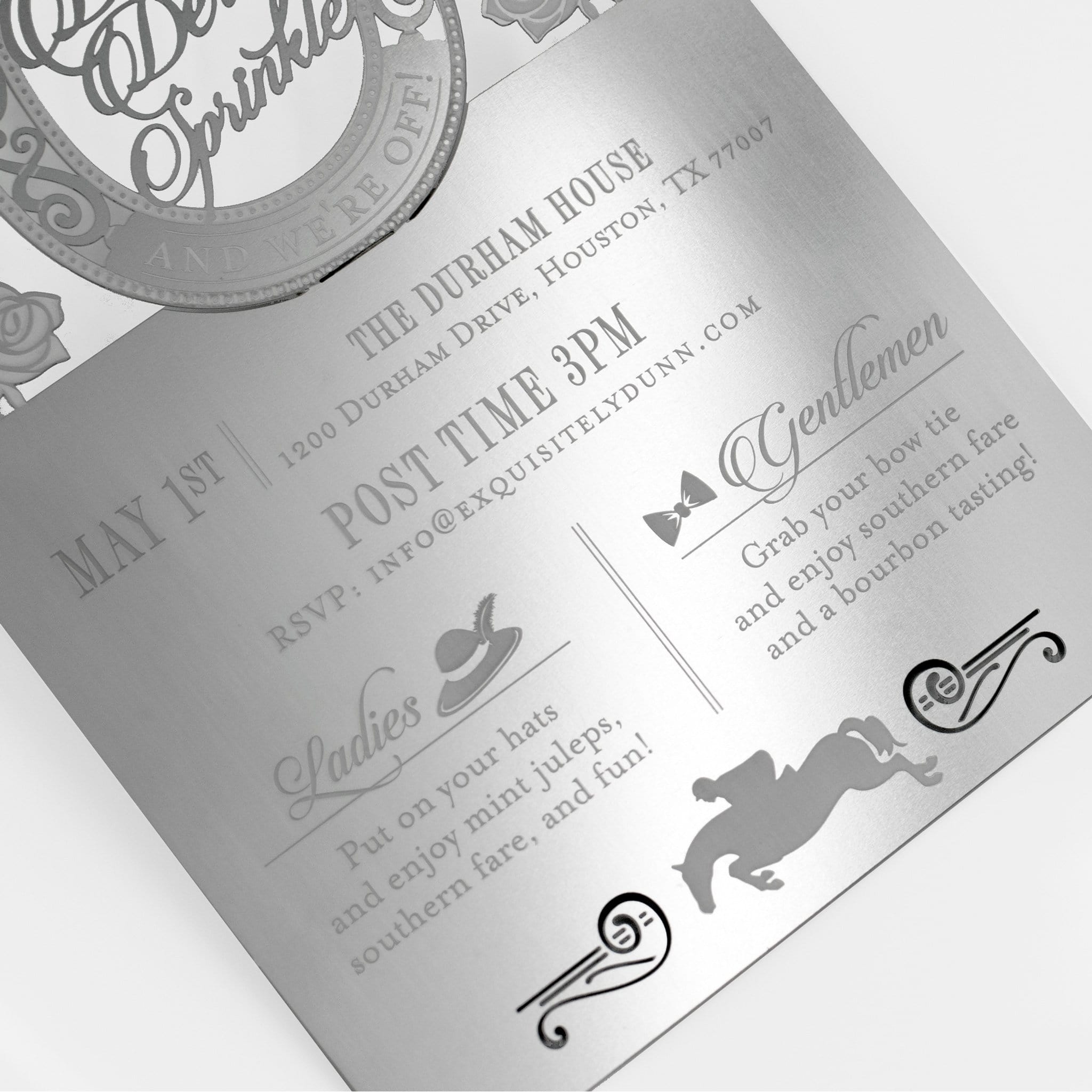 Kentucky Derby Themed Folded Metal Invitation