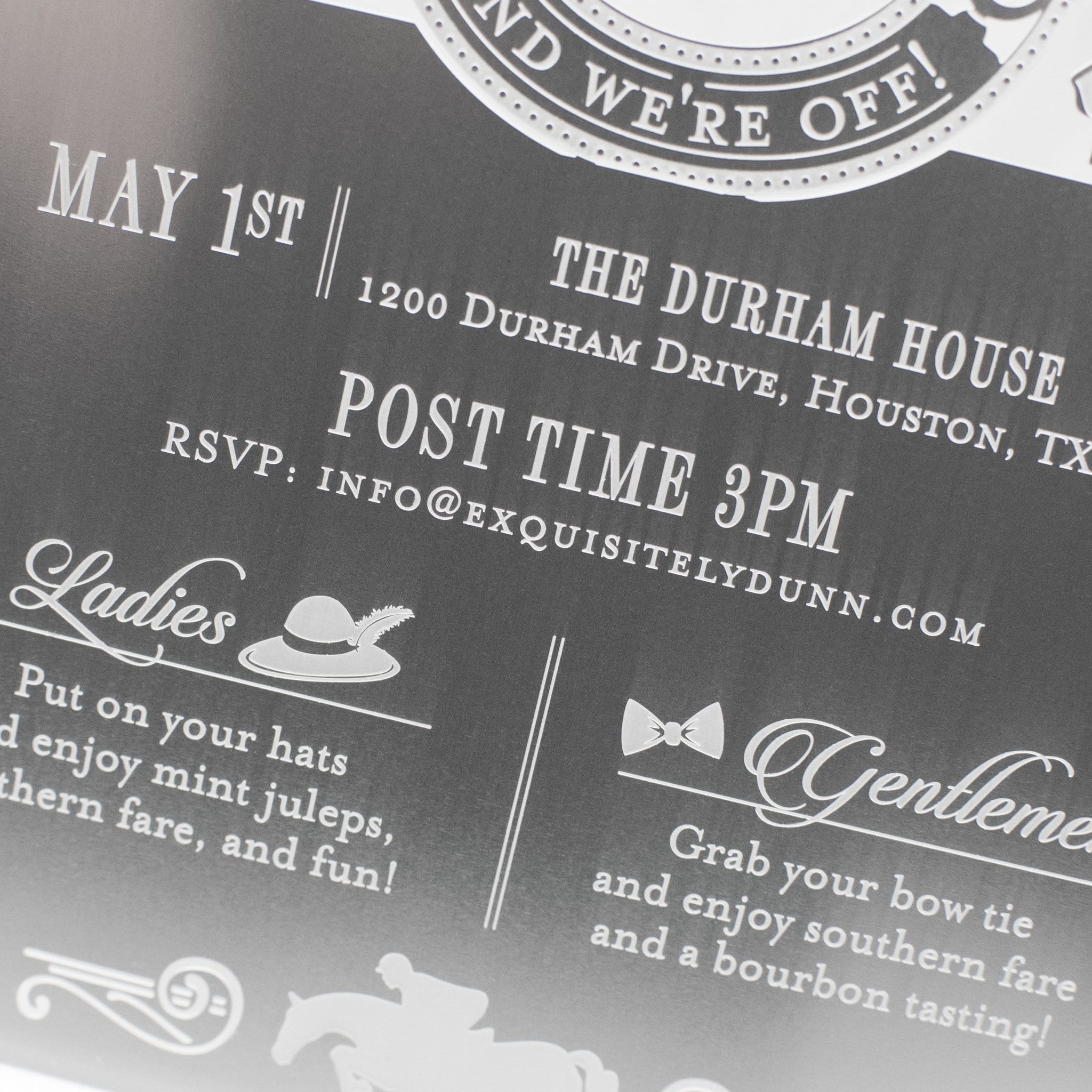 Kentucky Derby Themed 3D Metal Invitation