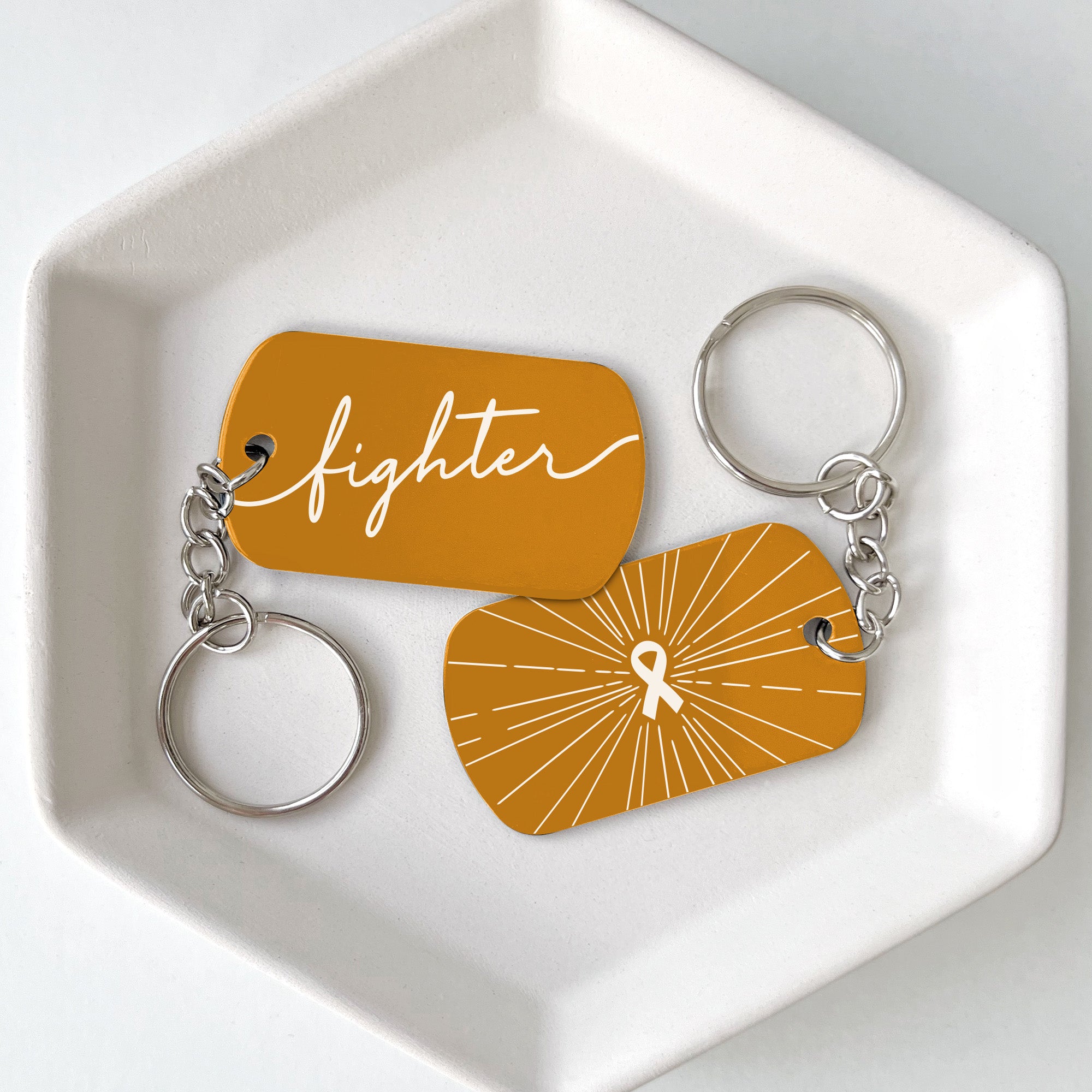 Orange Ribbon Fighter Cancer Support Keychains