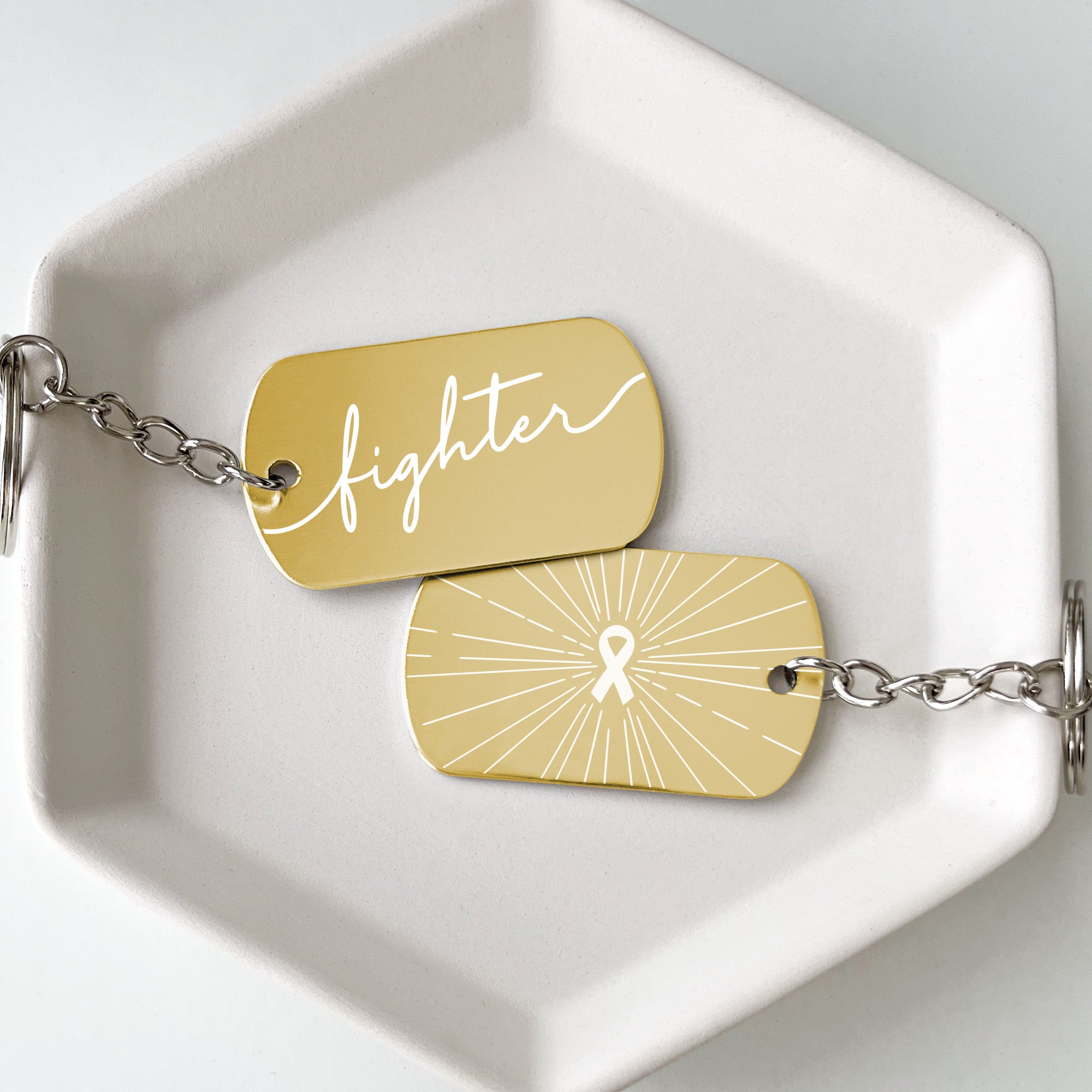 Yellow Ribbon Fighter Cancer Support Keychains