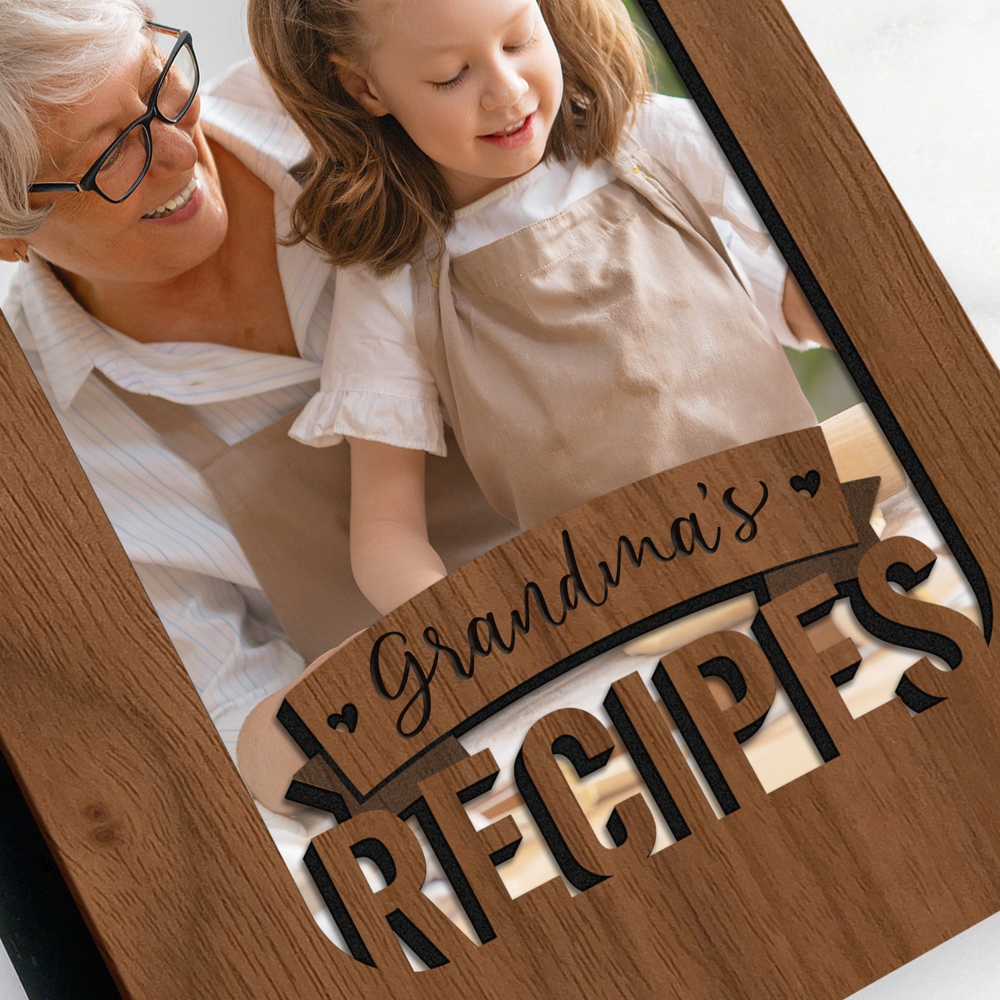 Grandma's Recipe Book with Walnut Wood Cover