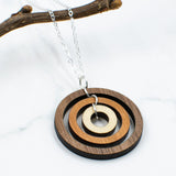 Tri-Tone Wood Circle Charms Necklace