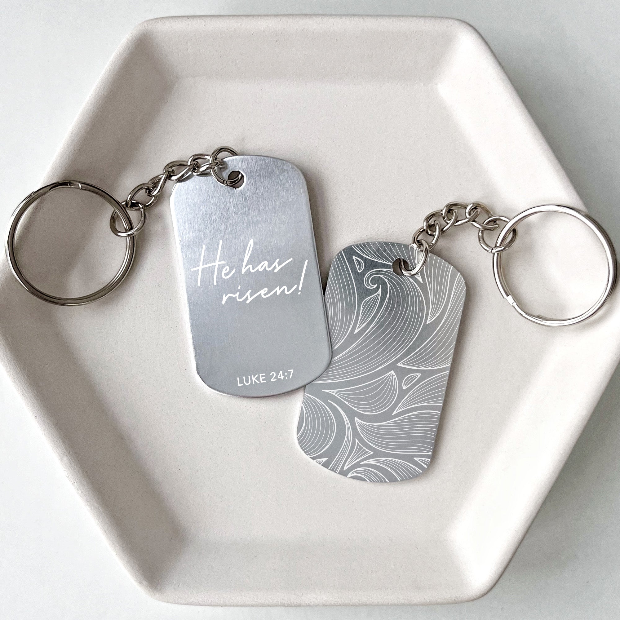 Luke 24:7 Bible Verse Keychains