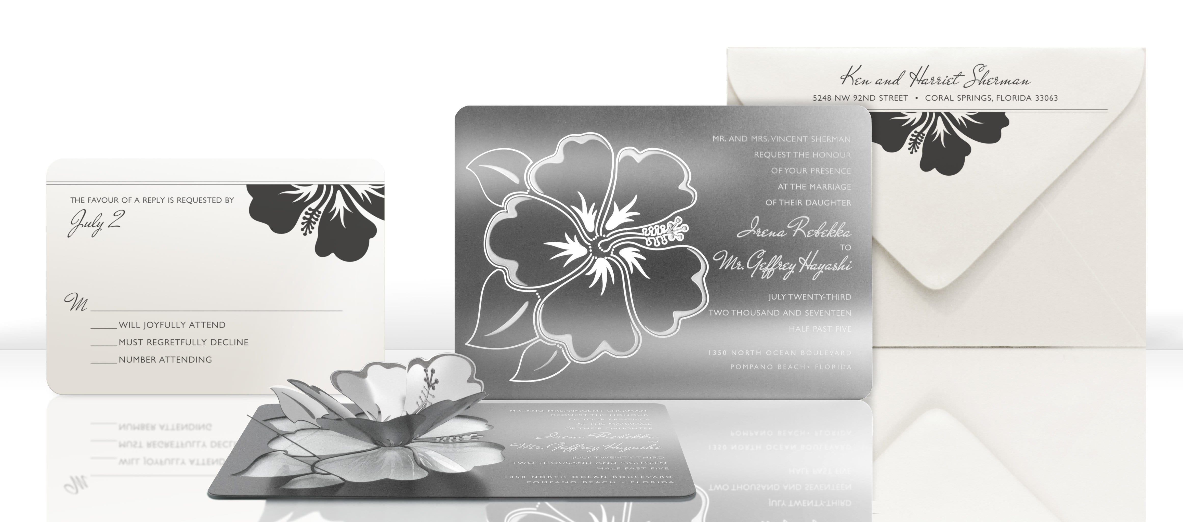 Real Metal Invitations with Garden Theme