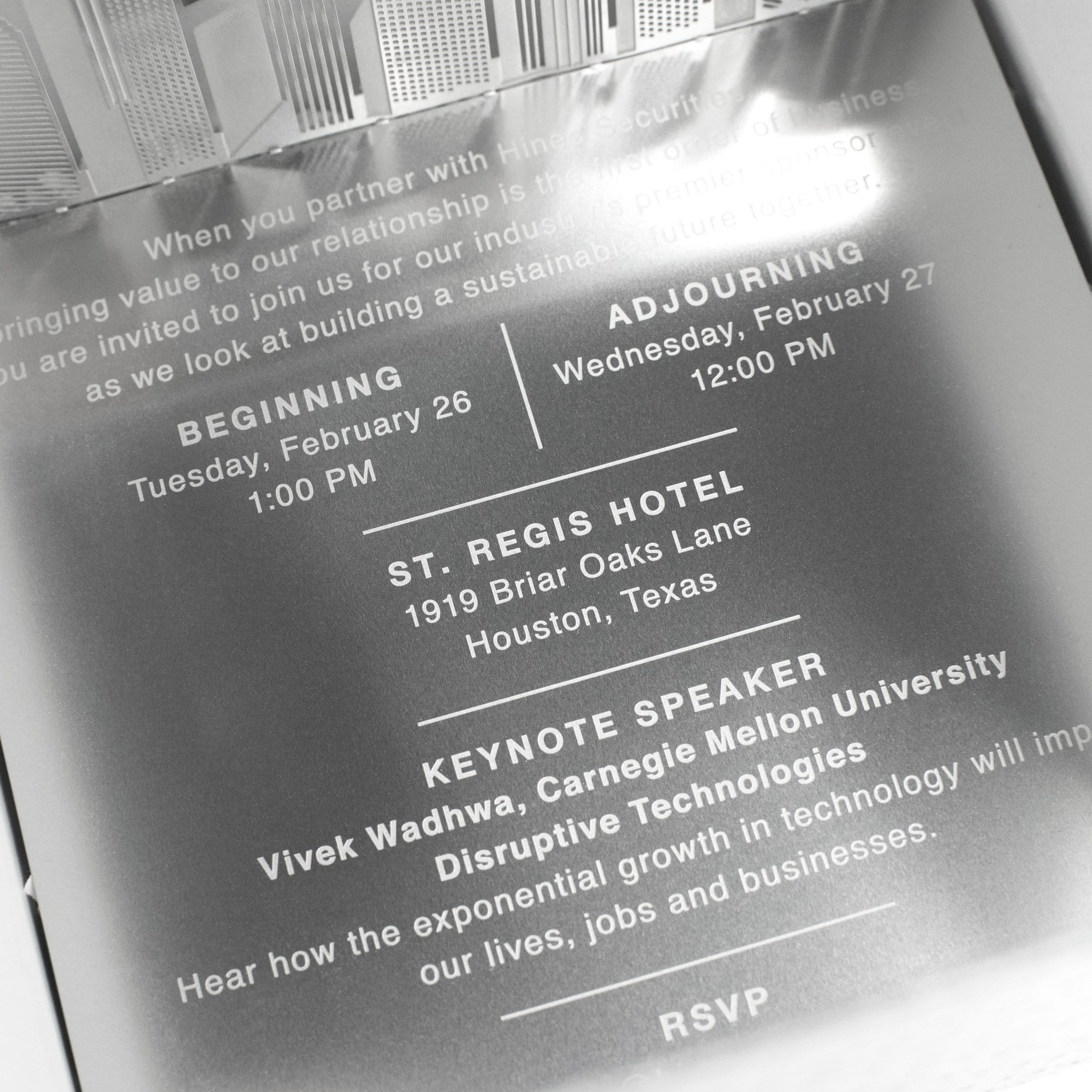 Hines Securities High End Corporate Invitation