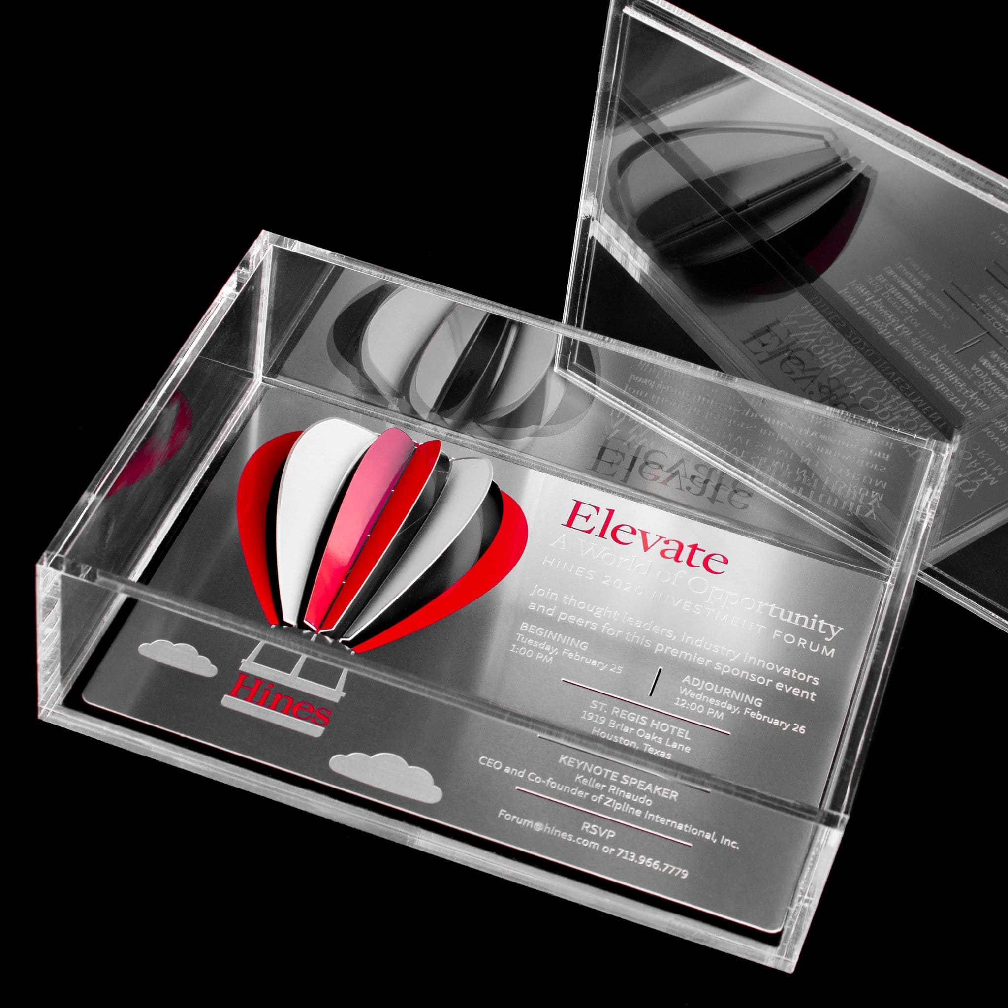 Unique 3D Metal Corporate Invitation in Acrylic Box