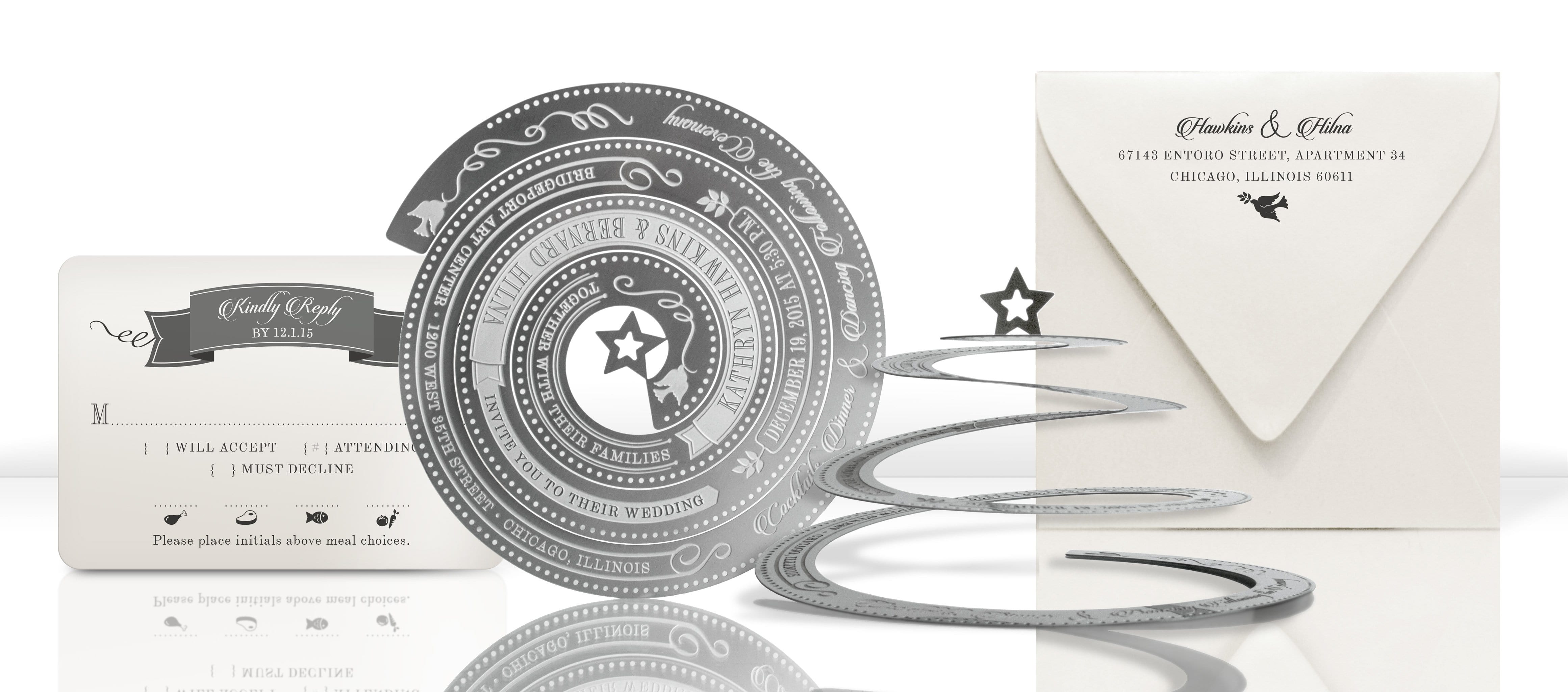 Real Metal Christmas Invitations