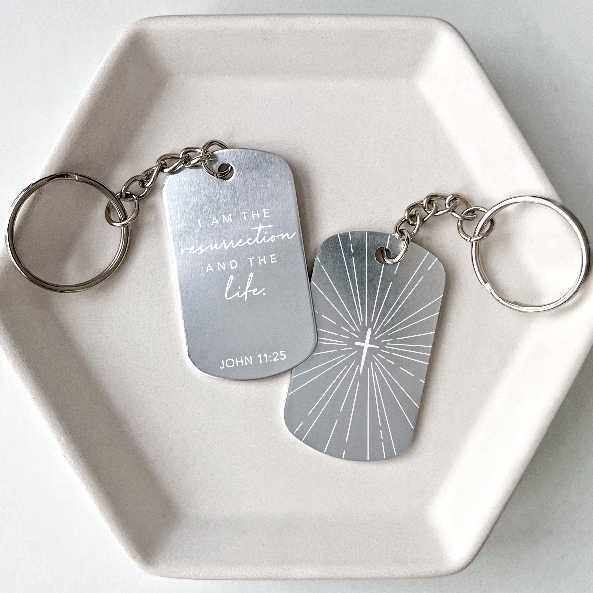John 11:25 Bible Verse Keychain