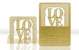 Gold Metal Wedding Invitation with Word Love Design