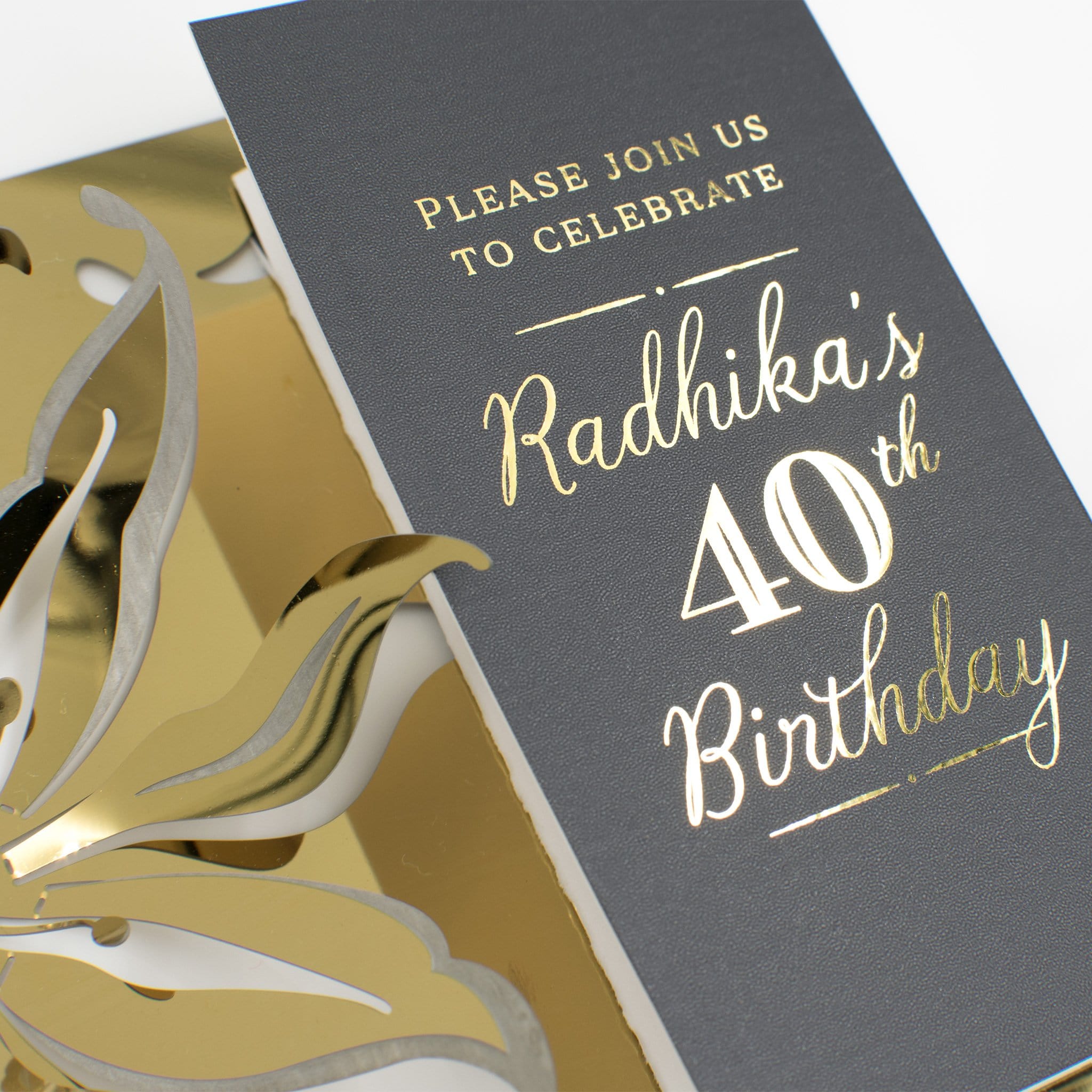 Gold Lily Metal Invitation