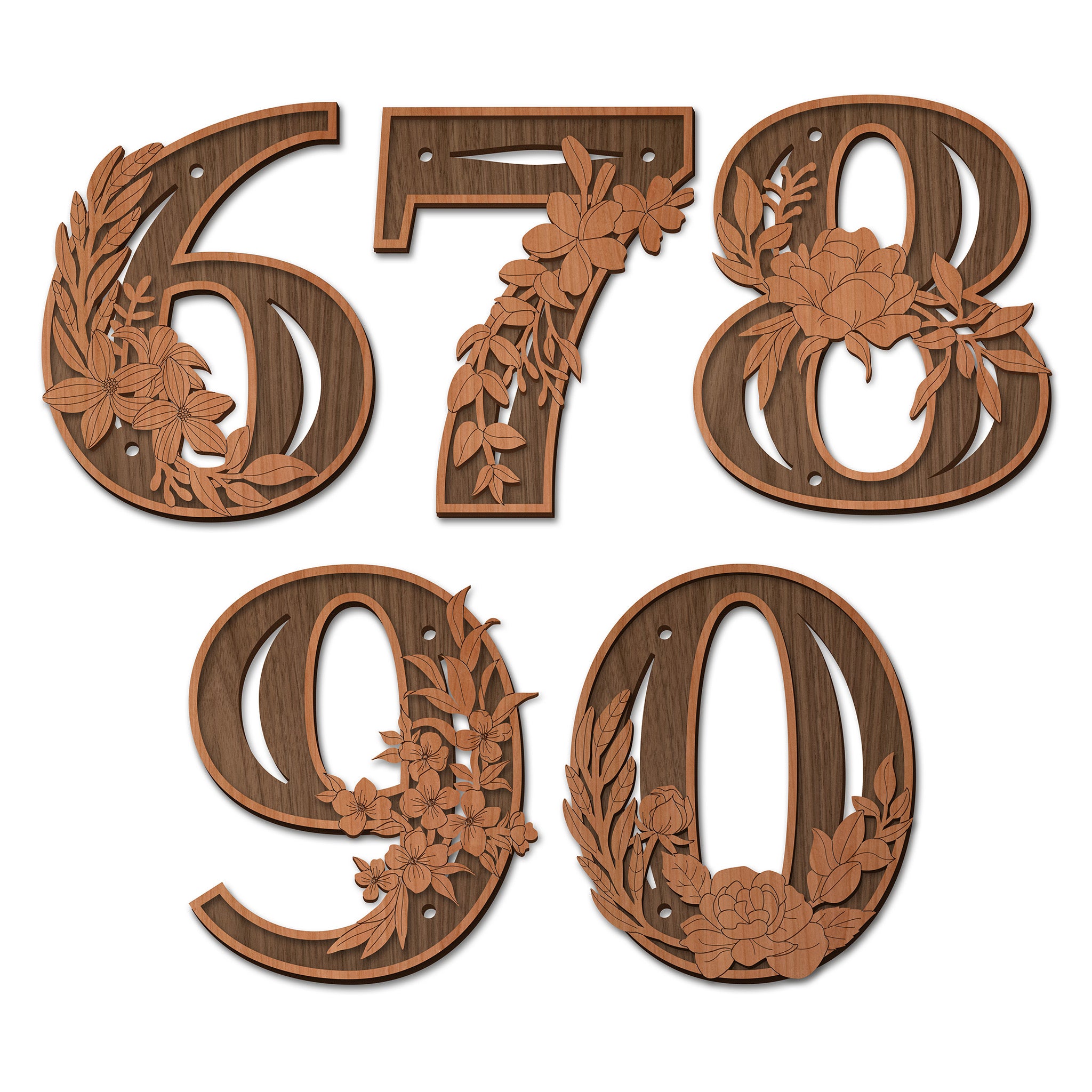 Wood Wedding Table Numbers with Flowers
