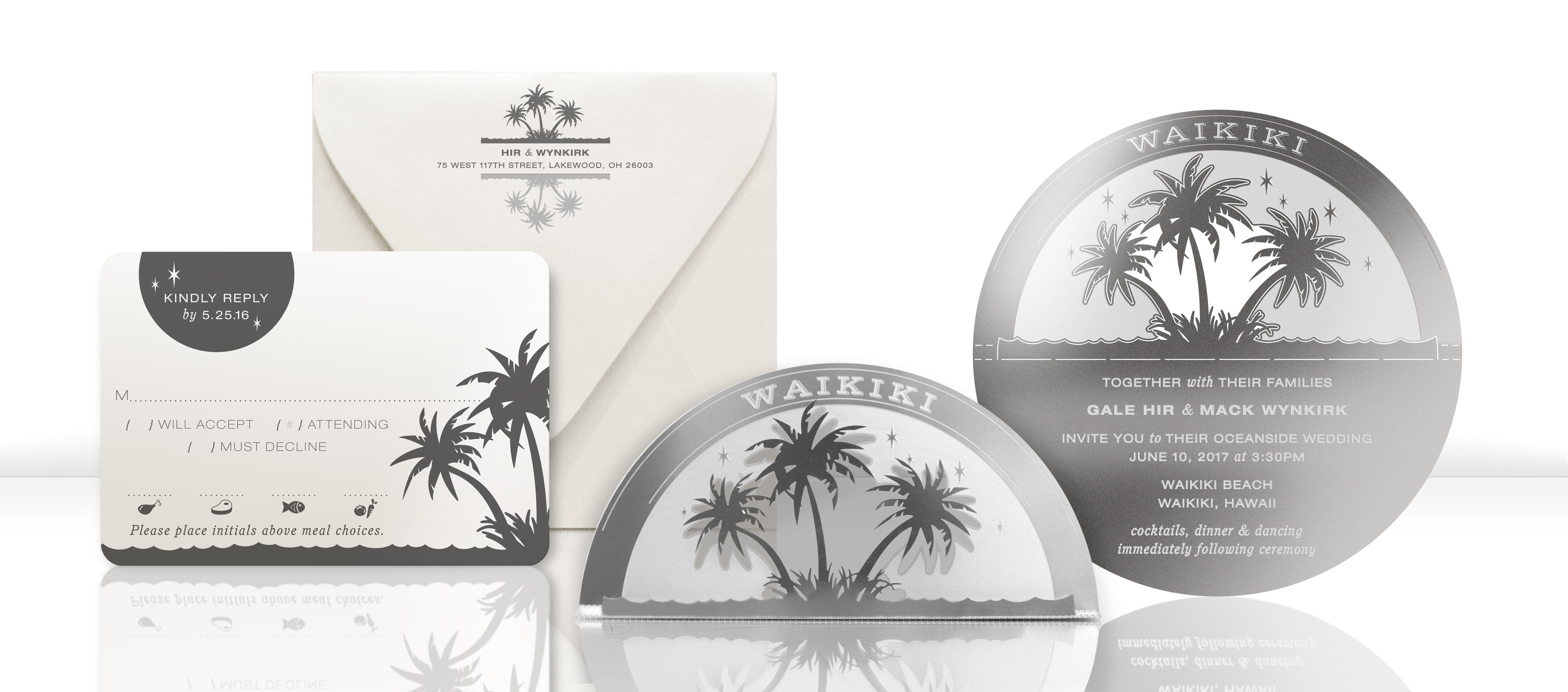Real Metal Invitations for Beach Wedding