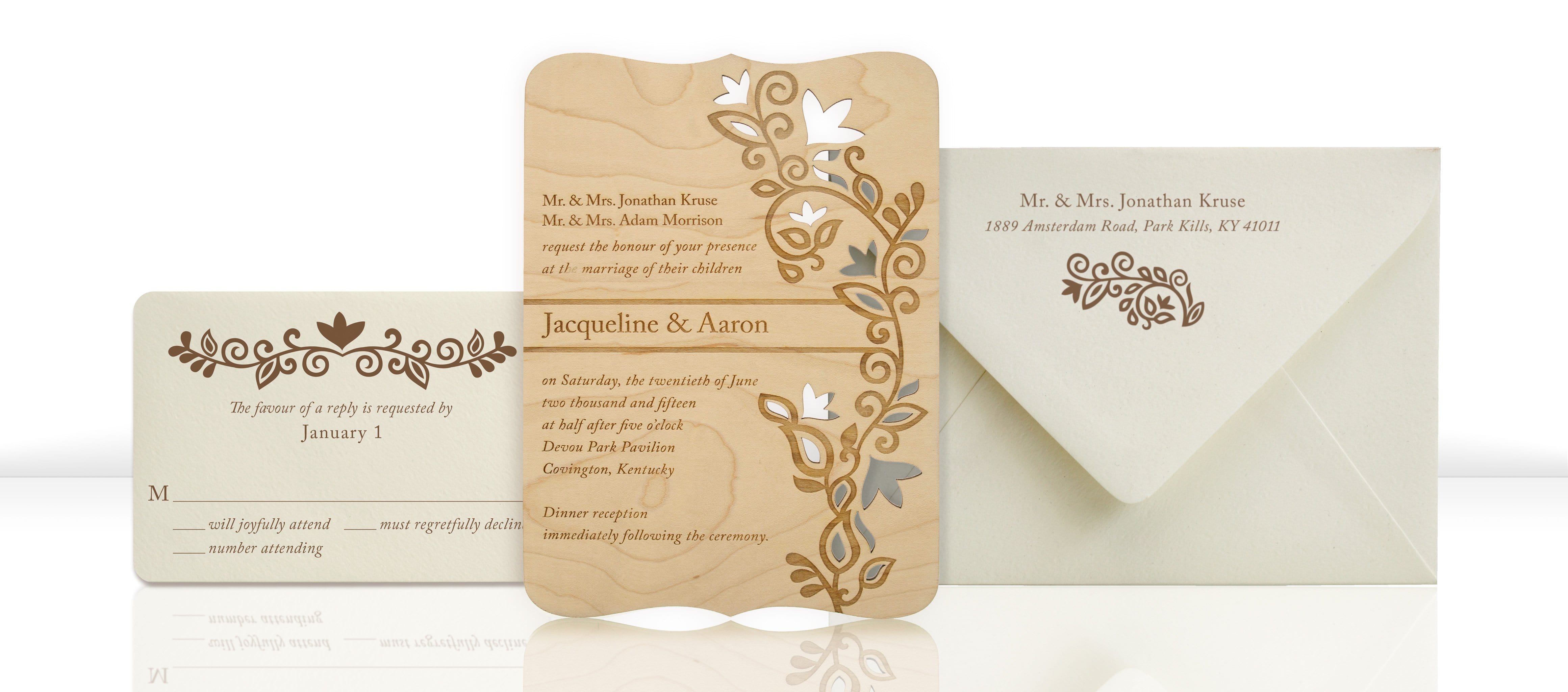 Indian Floral Laser Cut Wood Wedding Invitations