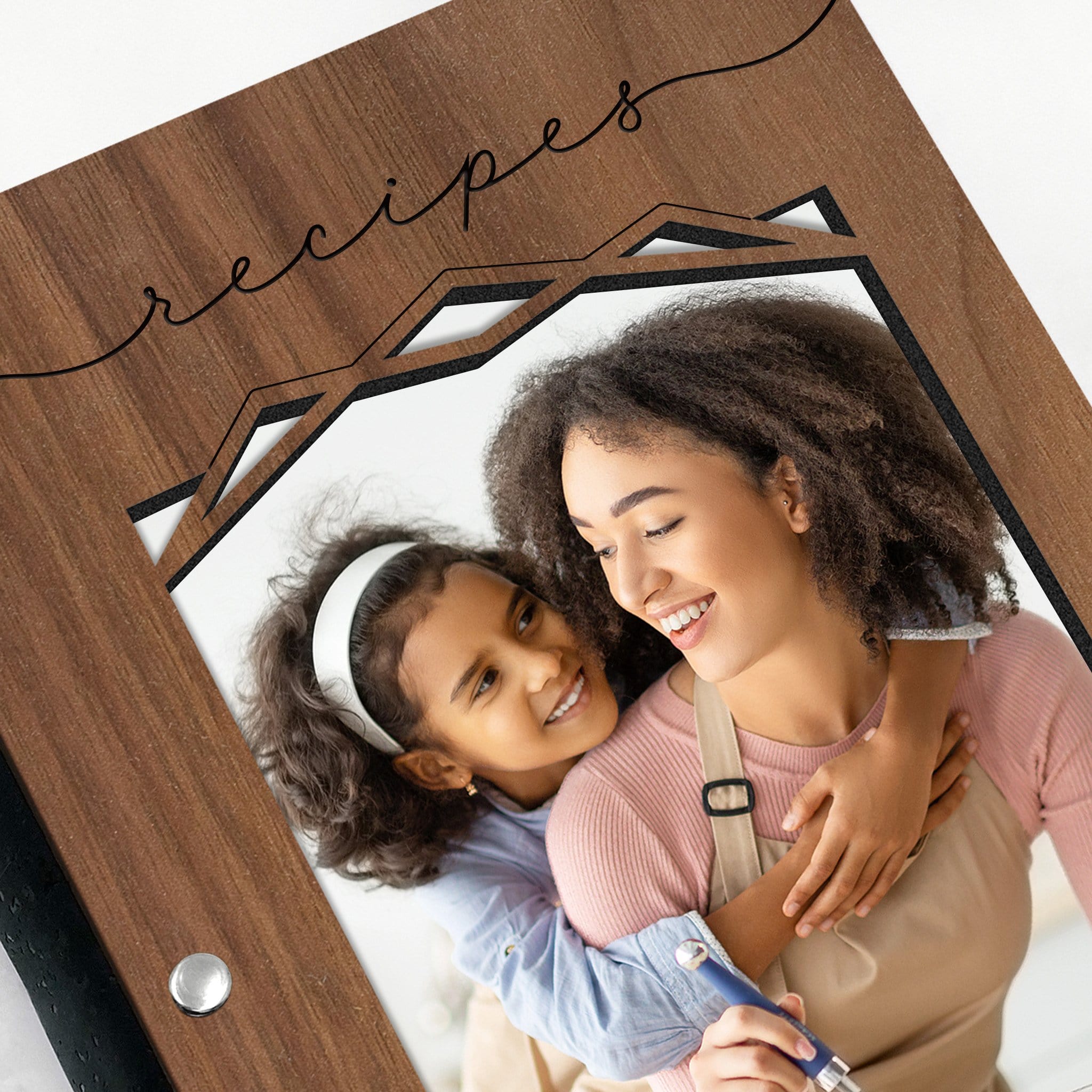 Family Recipe Book with Walnut Wood Cover