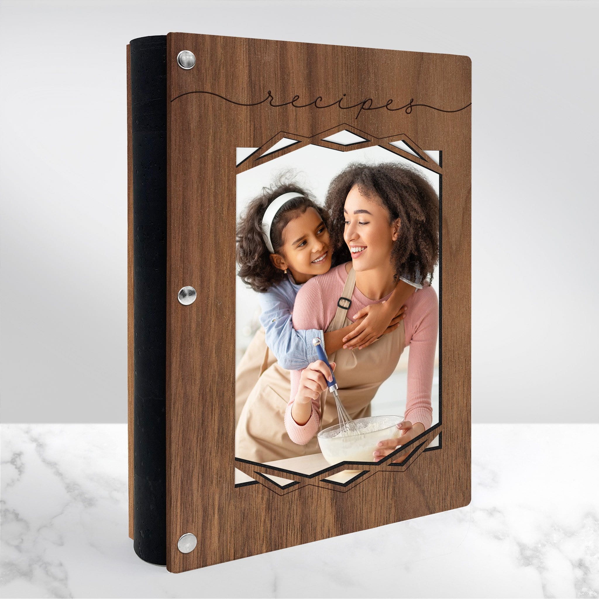 Personalized Recipe Book with Wood Cover