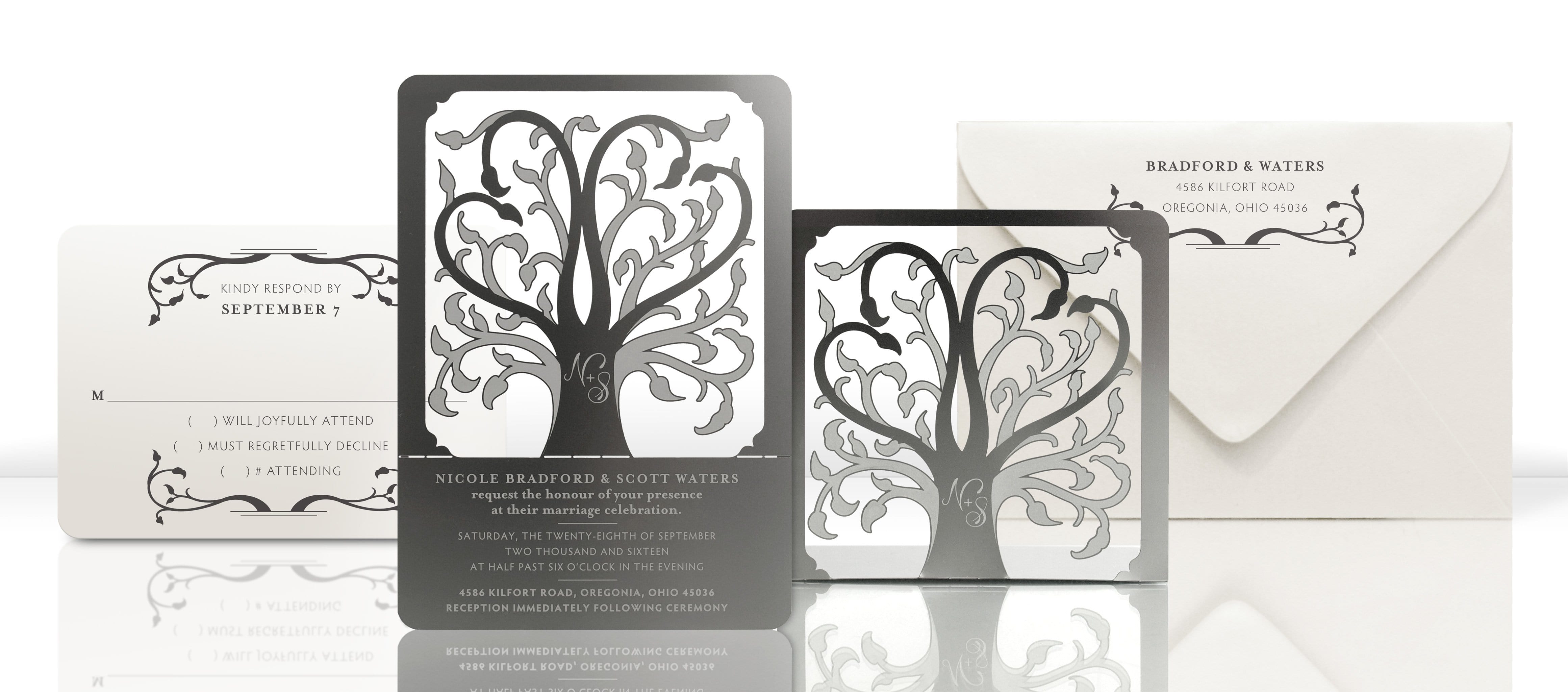 Real Metal Invitations for Garden Wedding