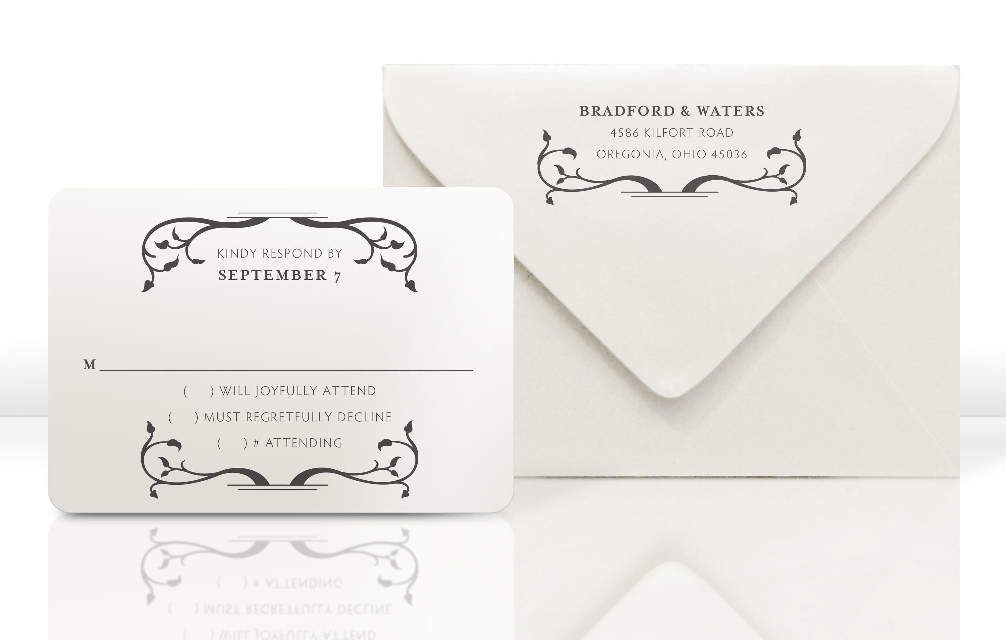 Wedding Invitation RSVP Card and Envelope for Nature Wedding Invitation